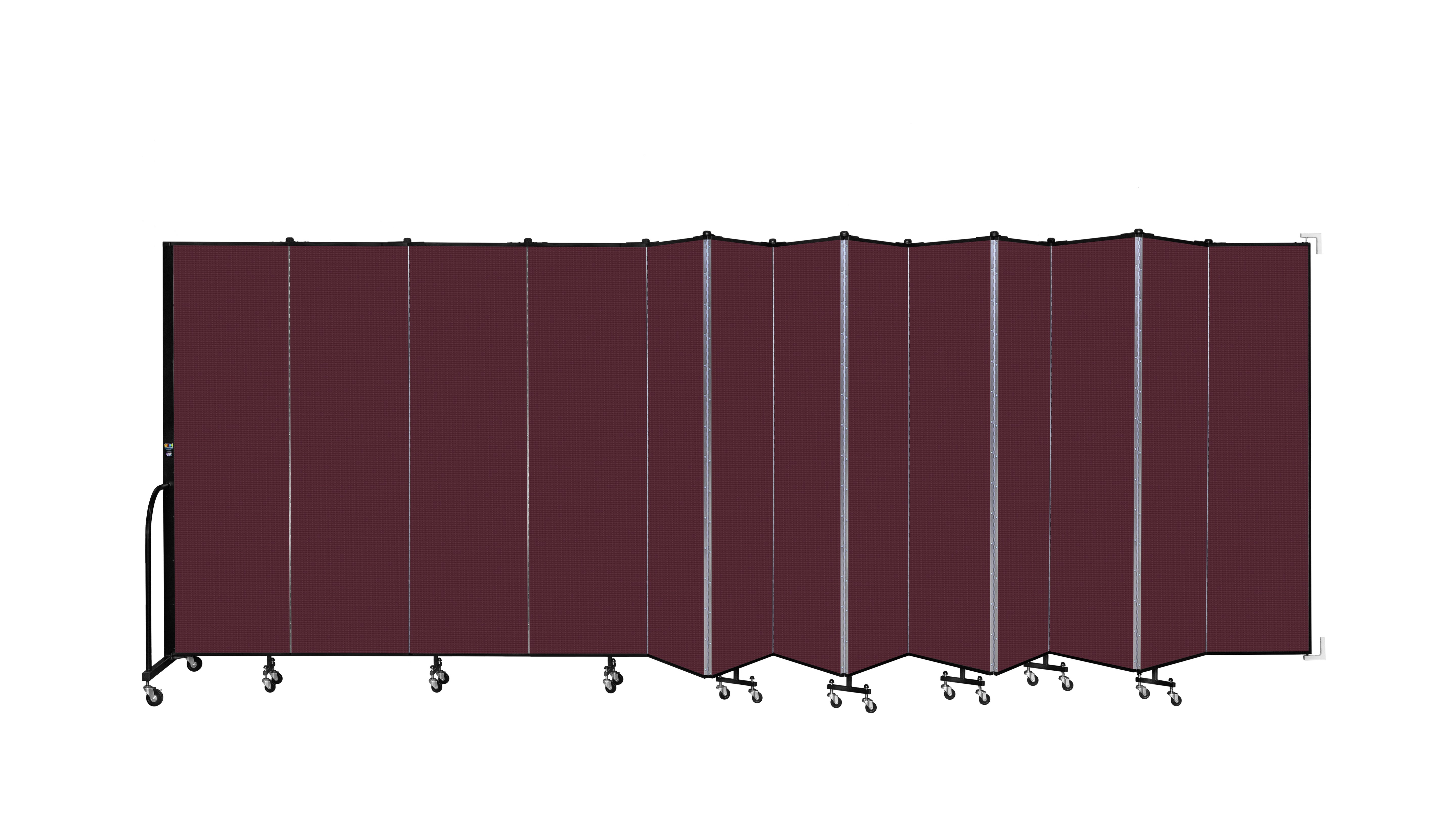 Wallmount Room Divider - 6' 8"H x 23' 10" - 13 Panel, Purple, Fabric
