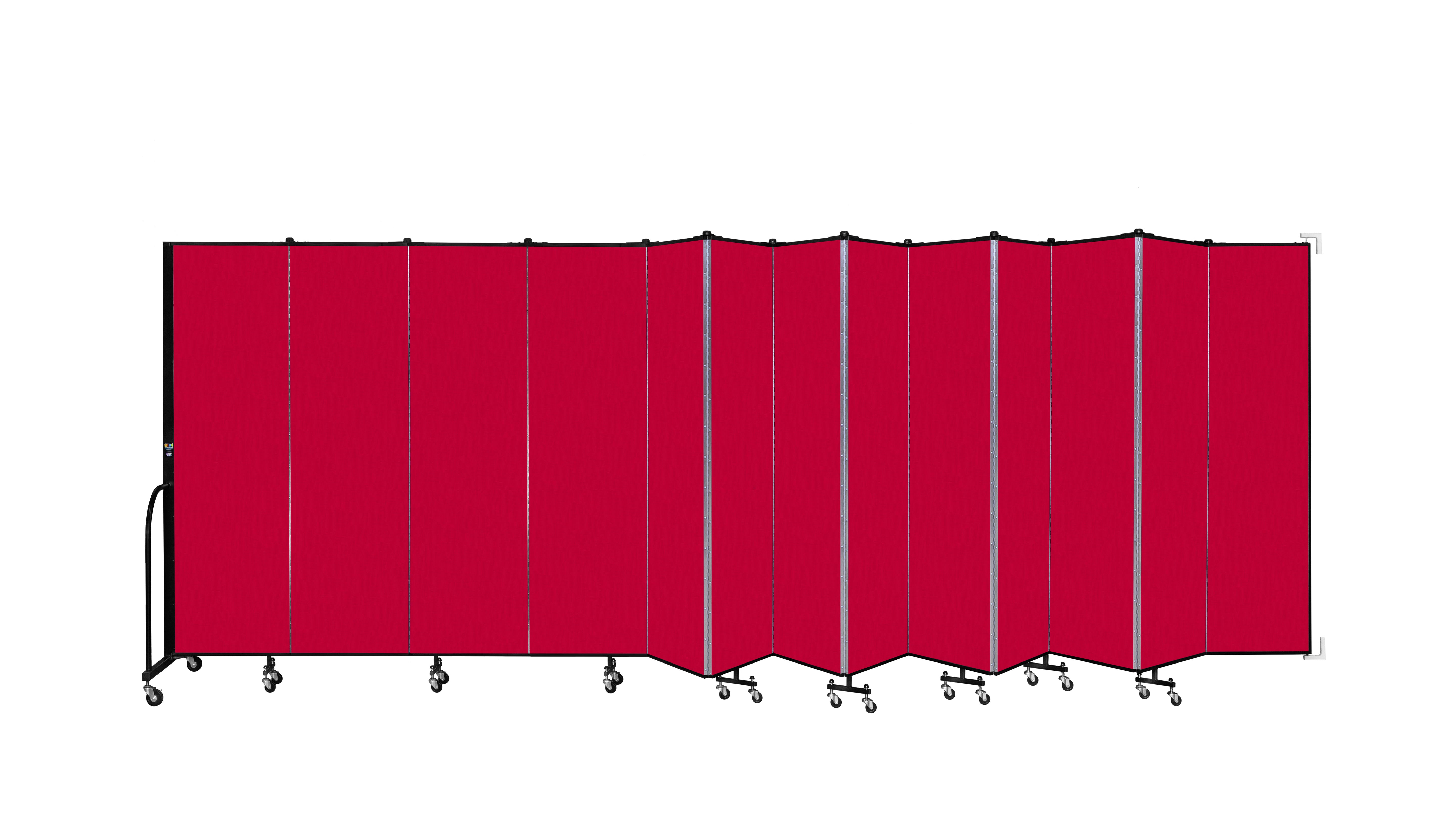 Wallmount Room Divider - 6' 8"H x 23' 10" - 13 Panel, Primary Red, Fabric