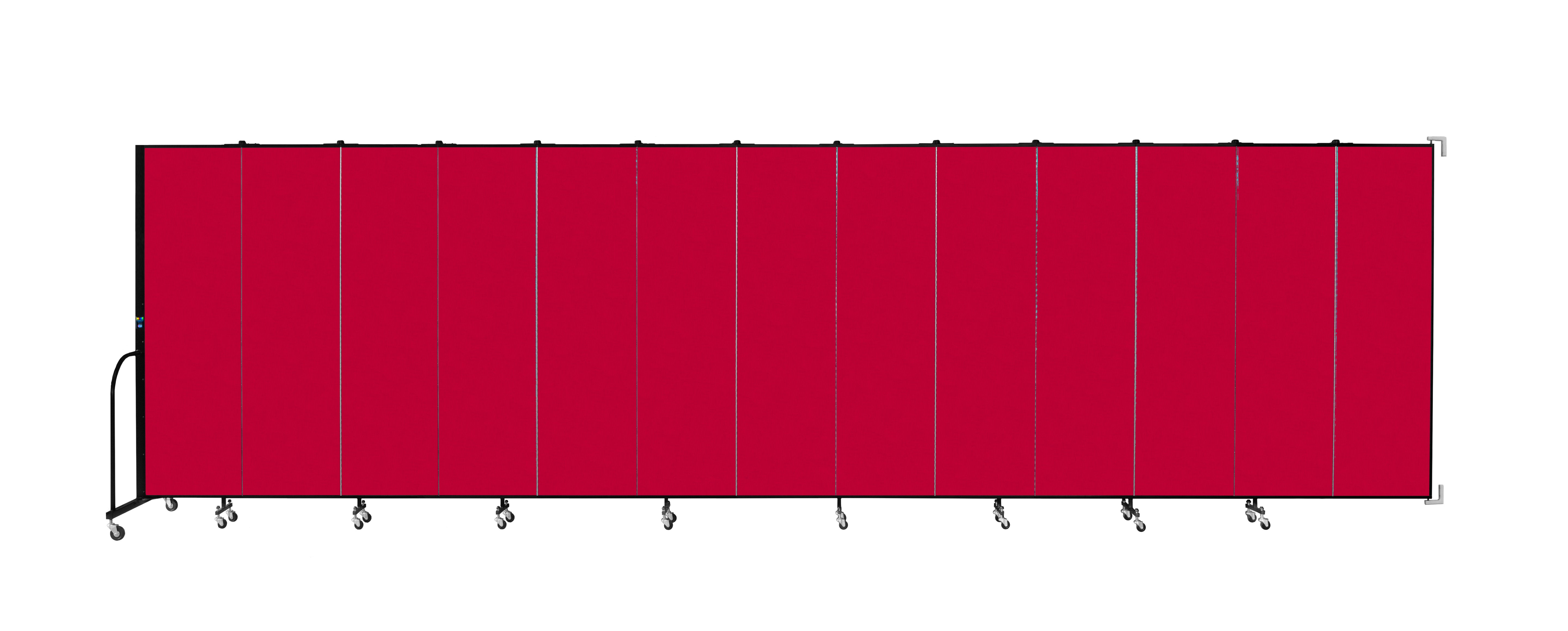 Wallmount Room Divider - 6' 8"H x 23' 10" - 13 Panel, Primary Red, Fabric