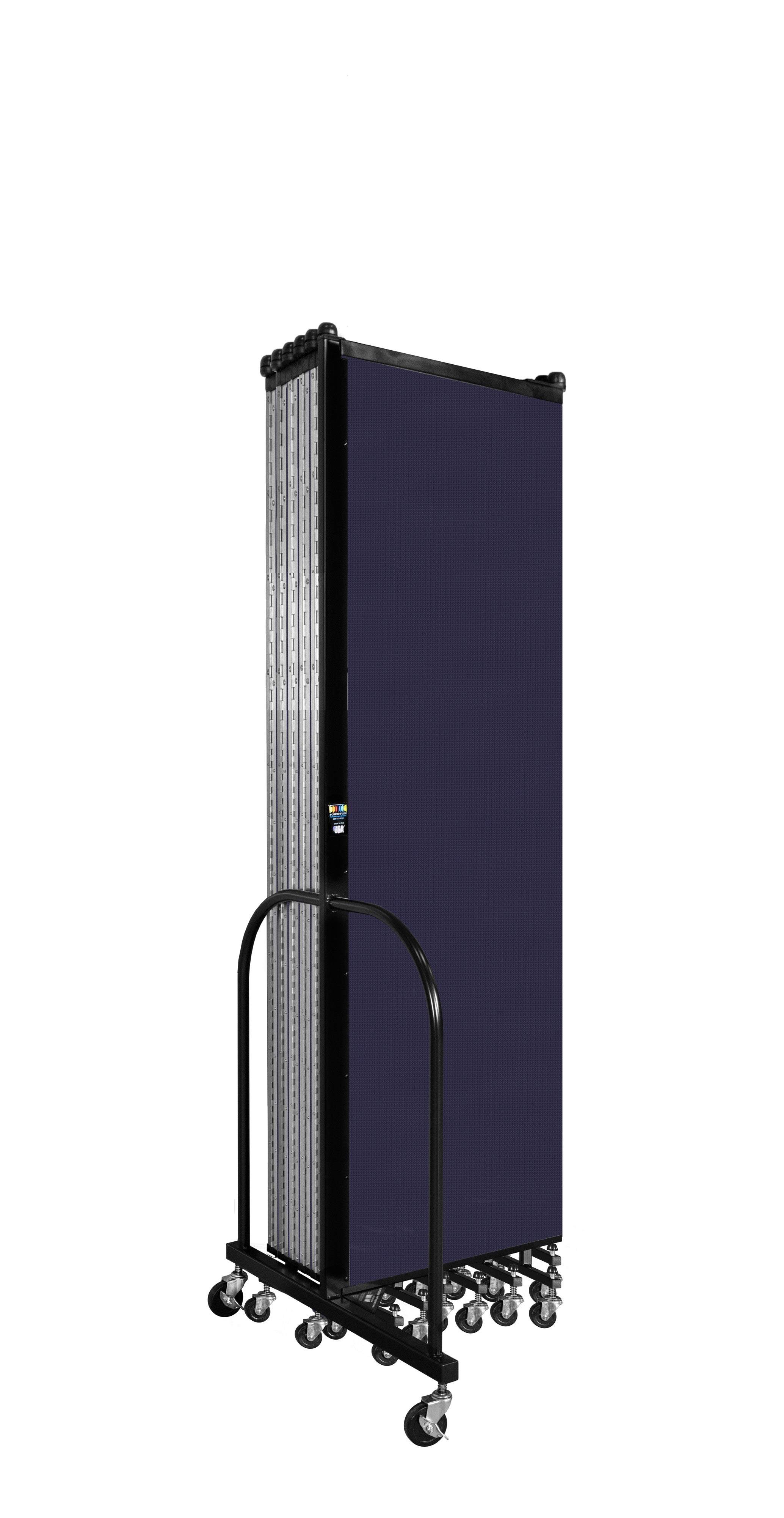 Wallmount Room Divider - 6' 8"H x 23' 10" - 13 Panel, Navy, Fabric