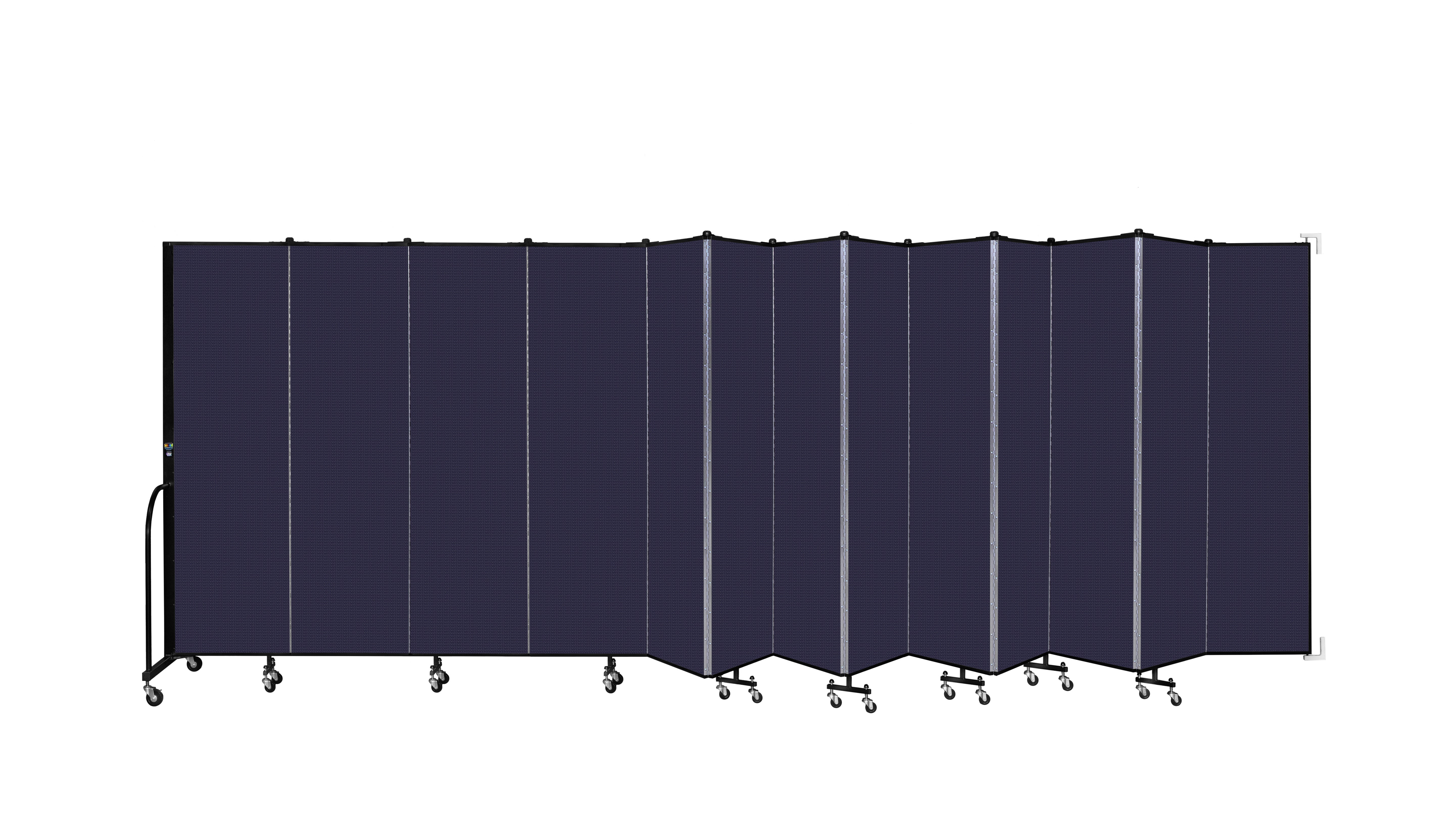Wallmount Room Divider - 6' 8"H x 23' 10" - 13 Panel, Navy, Fabric