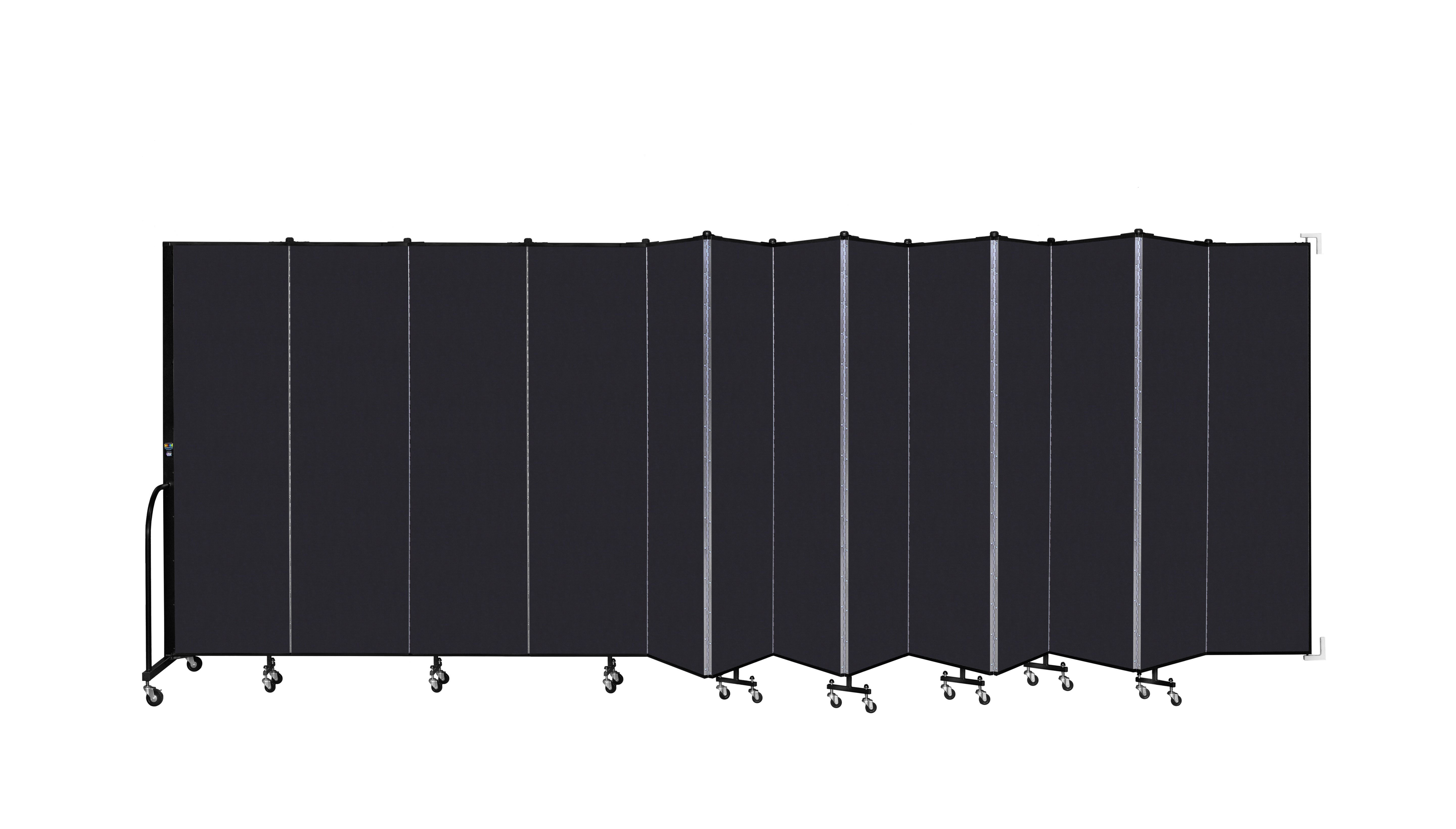 Wallmount Room Divider - 6' 8"H x 23' 10" - 13 Panel, Black, Fabric