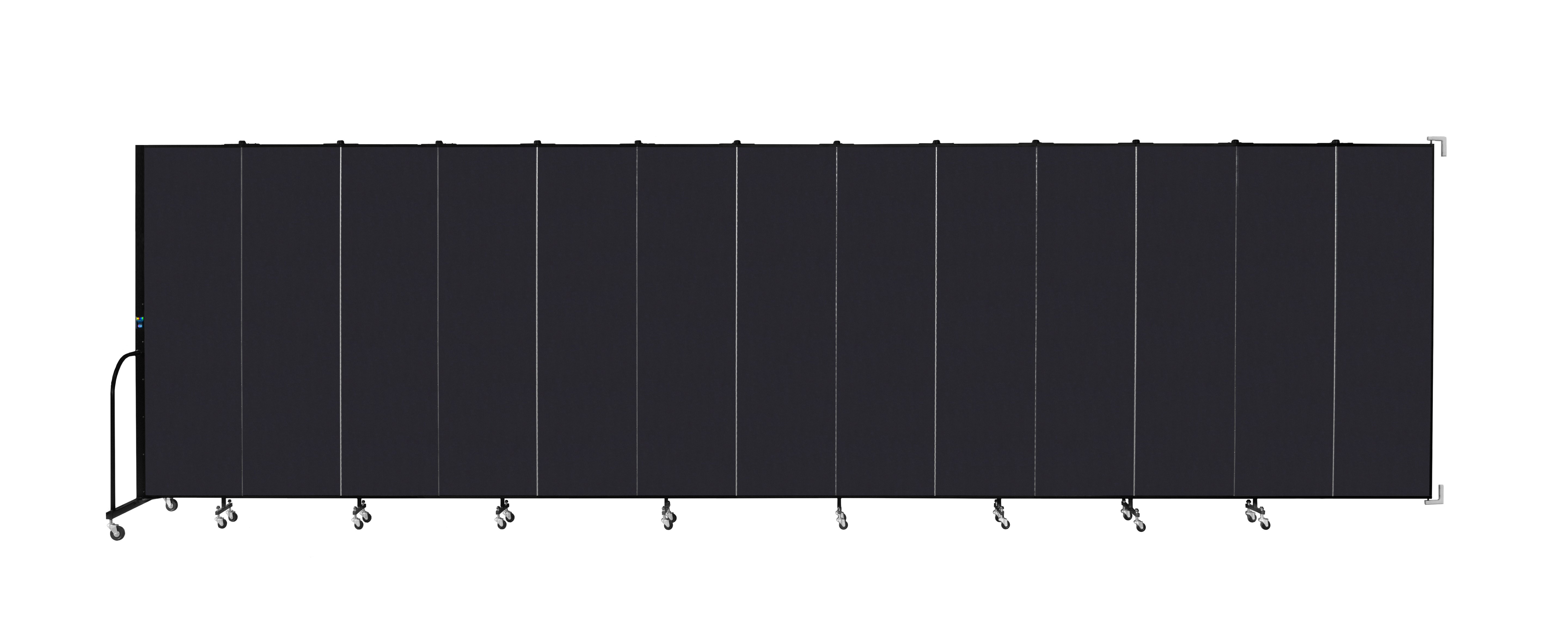 Wallmount Room Divider - 6' 8"H x 23' 10" - 13 Panel, Black, Fabric