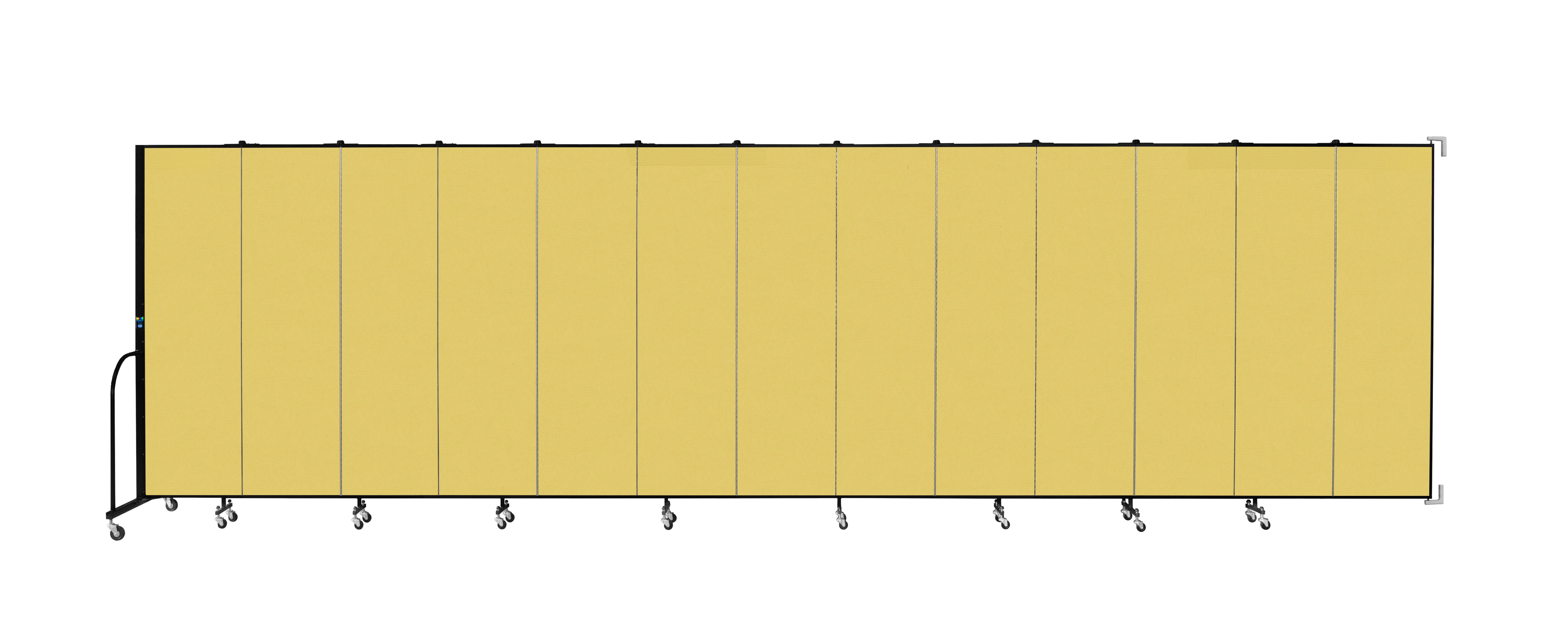 Wallmount Room Divider - 6' 8"H x 23' 10" - 13 Panel, Primary Yellow, Fabric