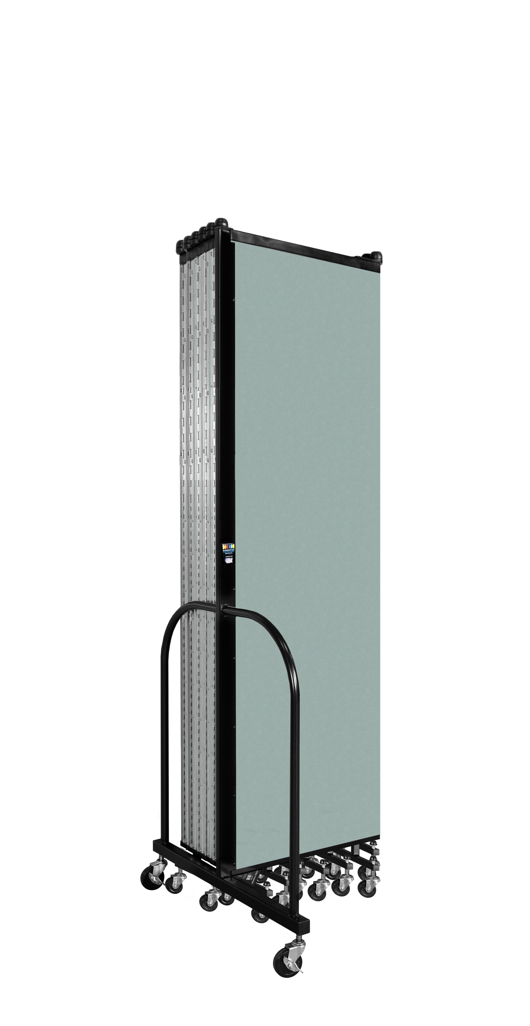 Wallmount Room Divider - 6' 8"H x 23' 10" - 13 Panel, Sea Green, Fabric