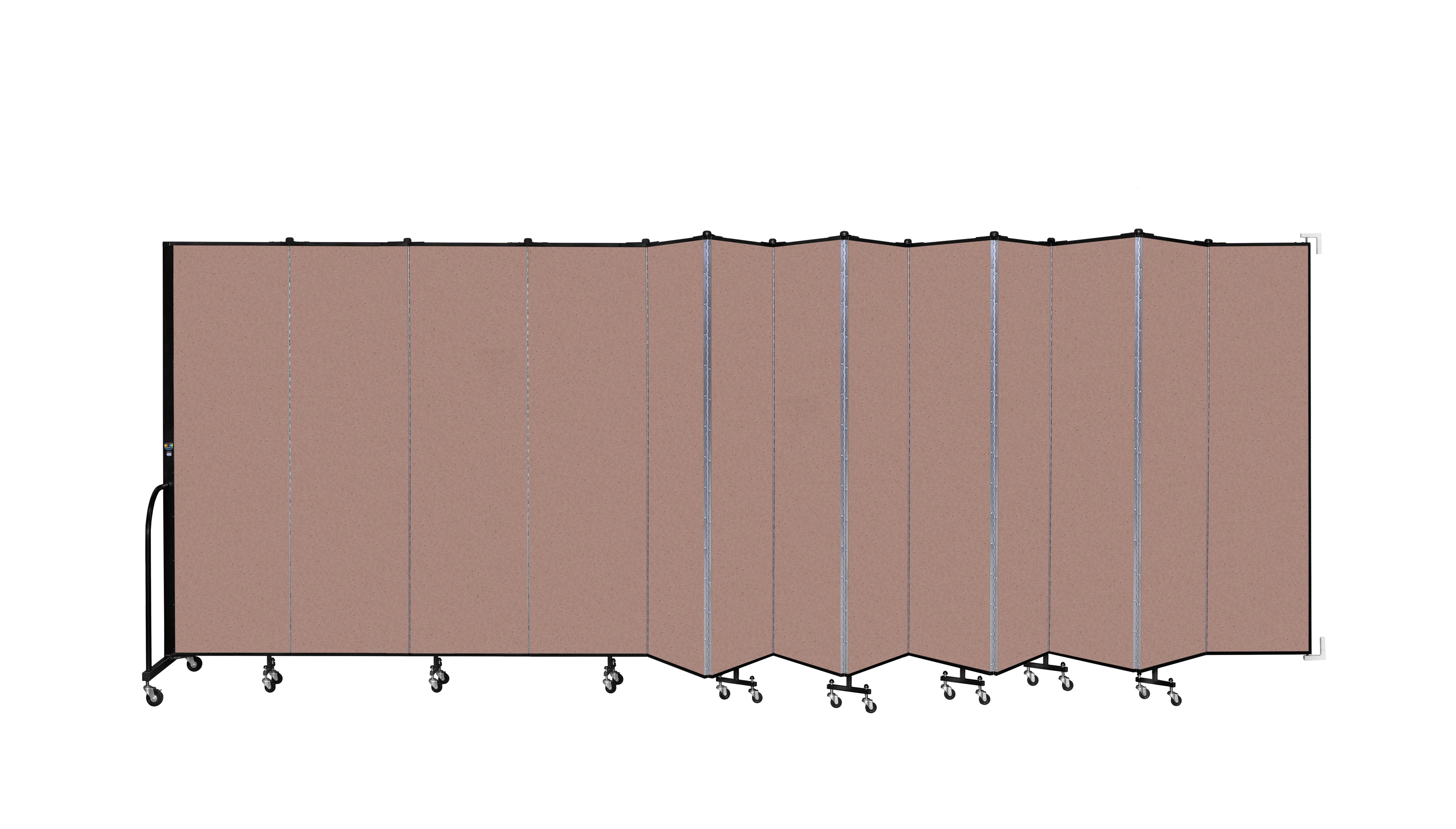 Wallmount Room Divider - 6' 8"H x 23' 10" - 13 Panel, Rasberry, Vinyl