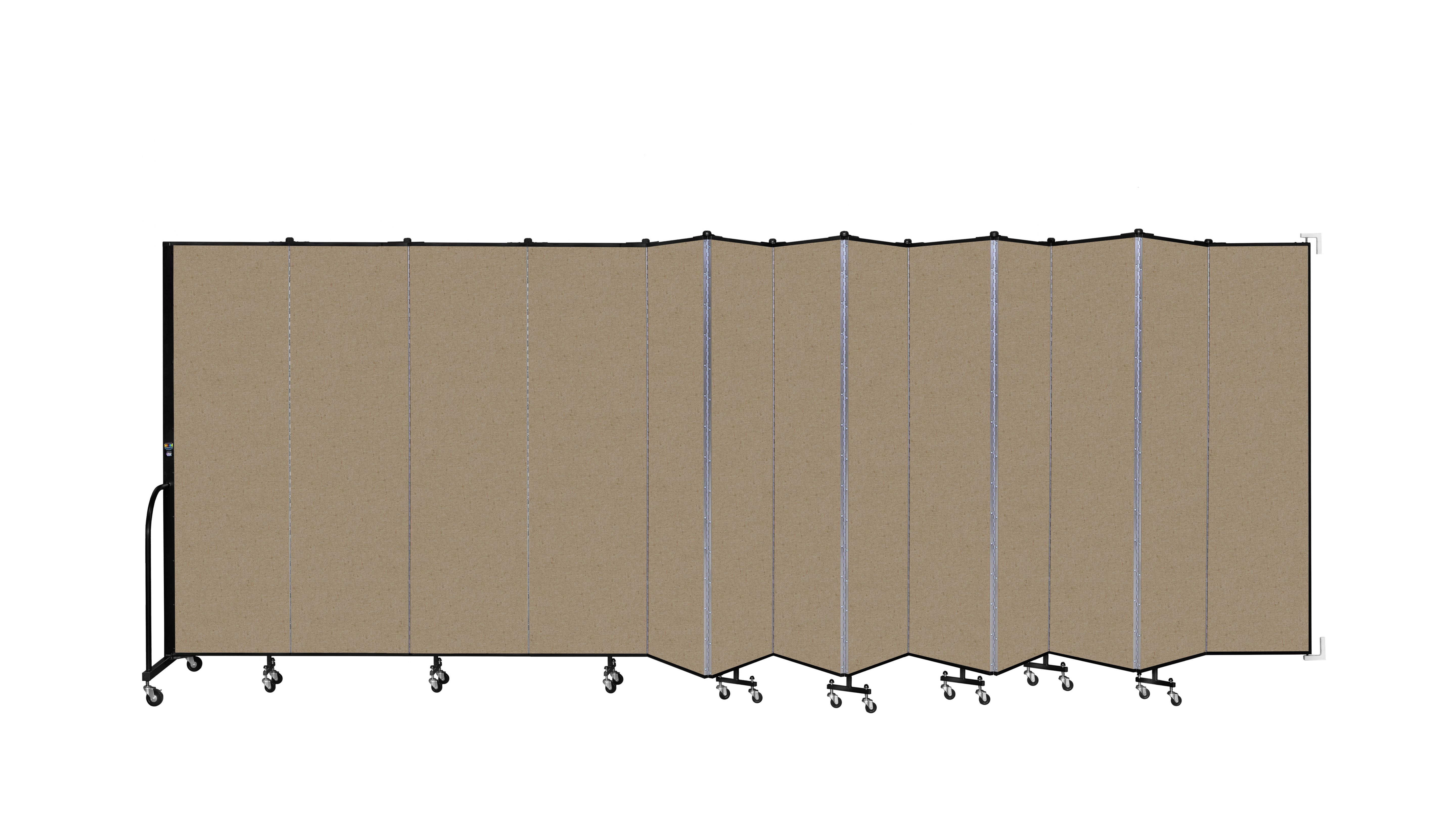 Wallmount Room Divider - 6' 8"H x 23' 10" - 13 Panel, Sandalwood, Vinyl