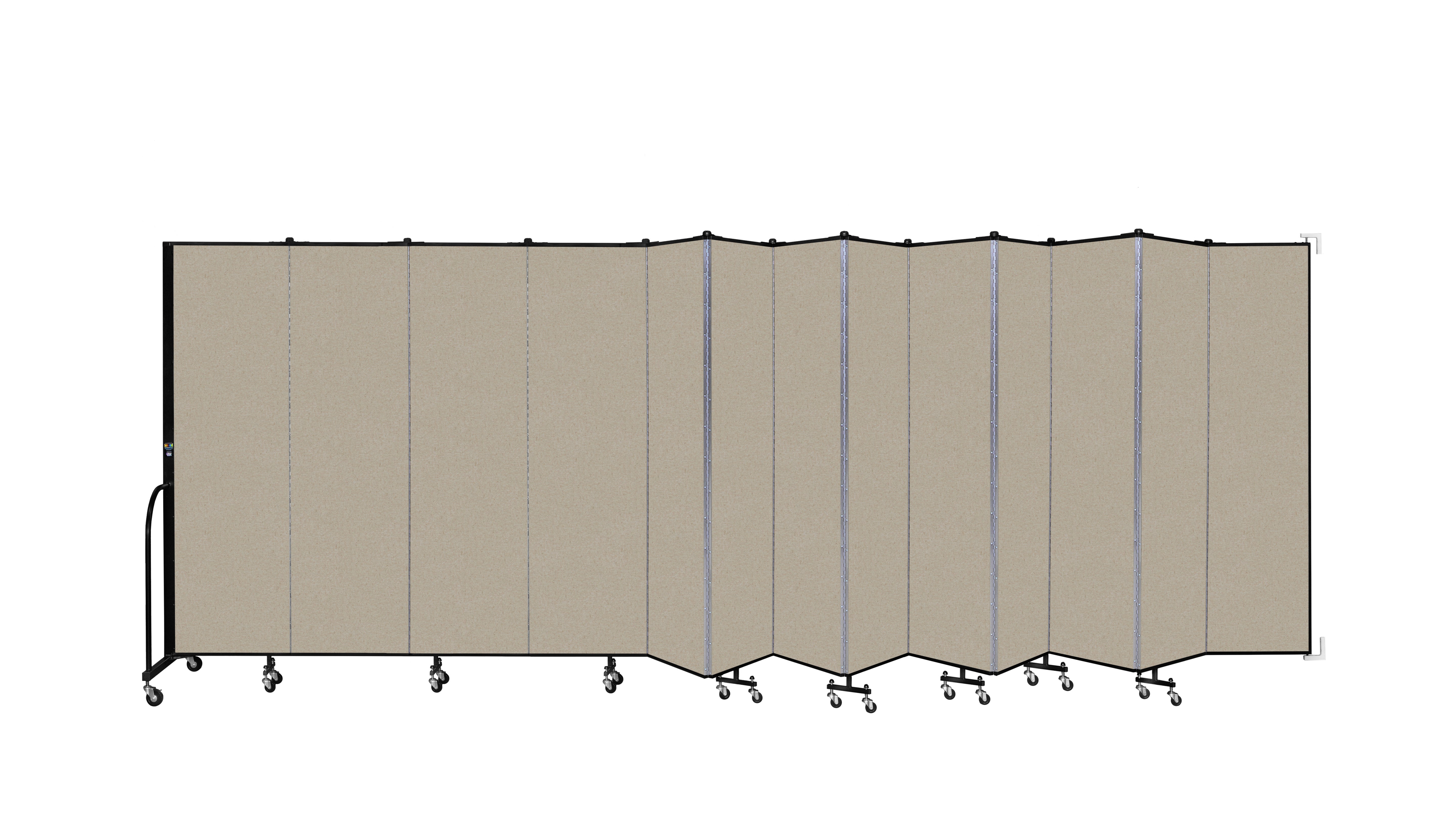 Wallmount Room Divider - 6' 8"H x 23' 10" - 13 Panel, Hazelnut, Vinyl