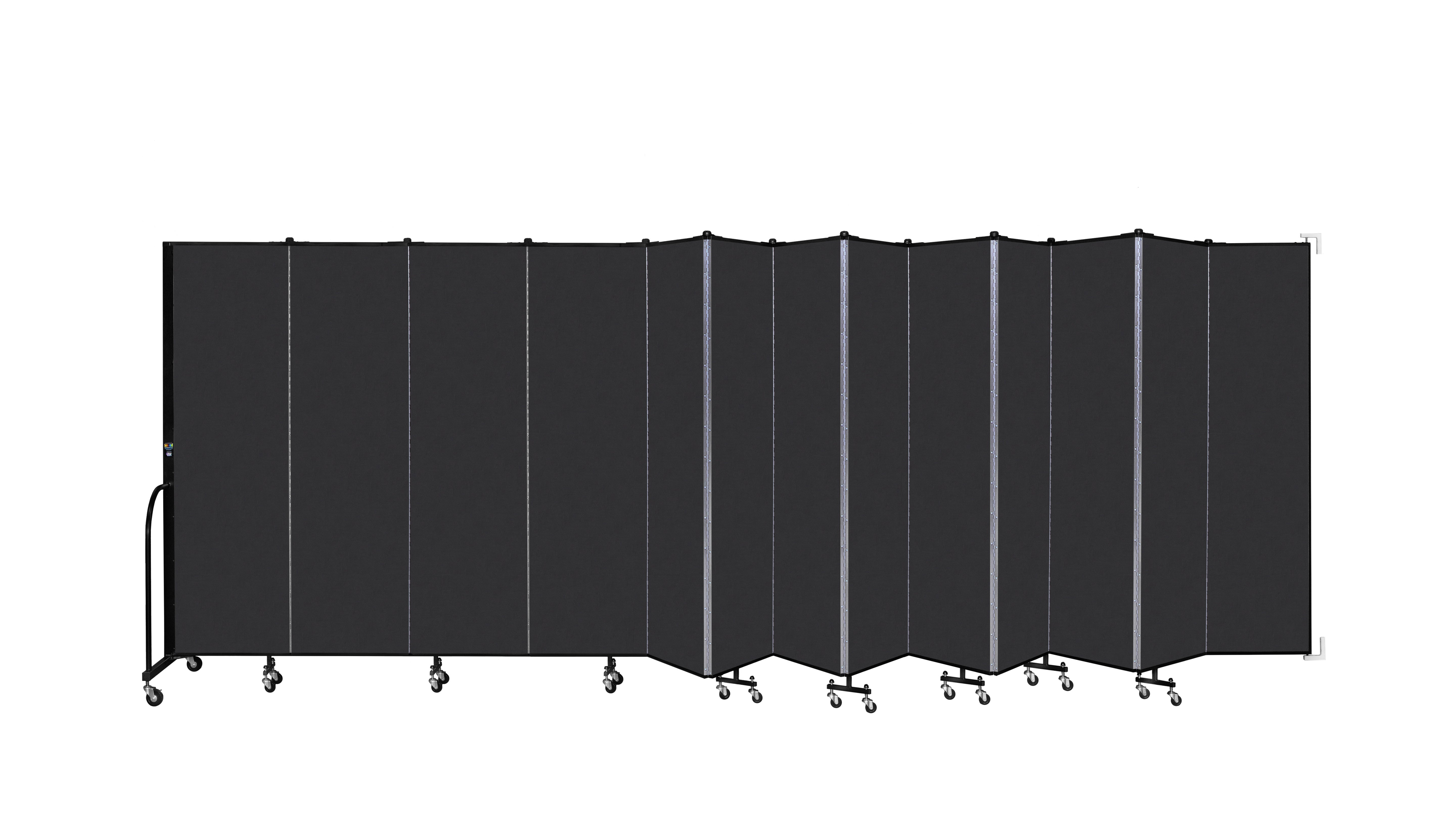 Wallmount Room Divider - 6' 8"H x 23' 10" - 13 Panel, Coal, Vinyl