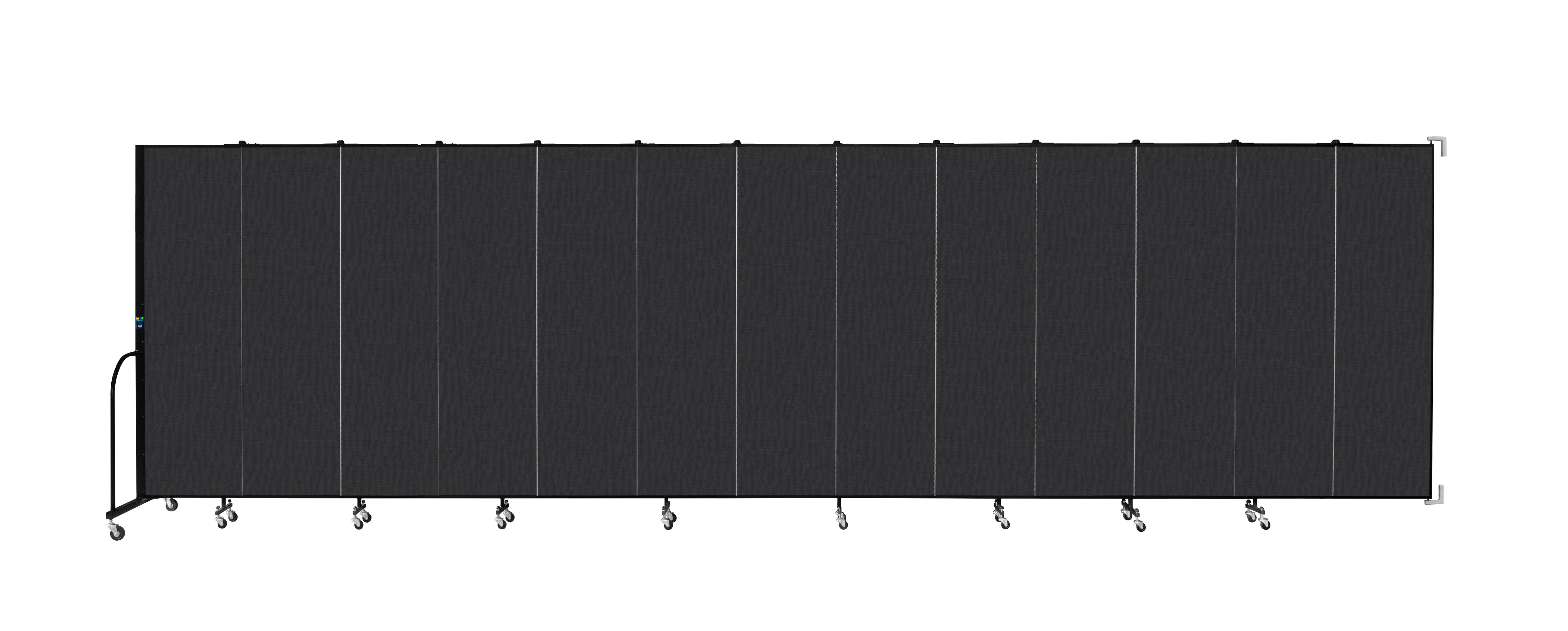 Wallmount Room Divider - 6' 8"H x 23' 10" - 13 Panel, Coal, Vinyl