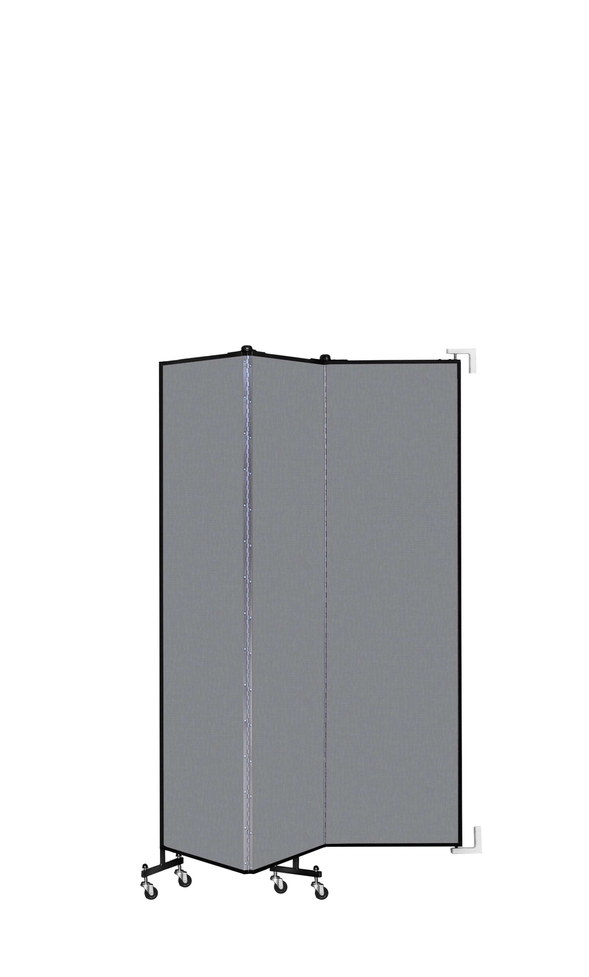 Wallmount Room Divider - 6' 8"H x 5' 6"L - 3 Panel, Stone, Fabric