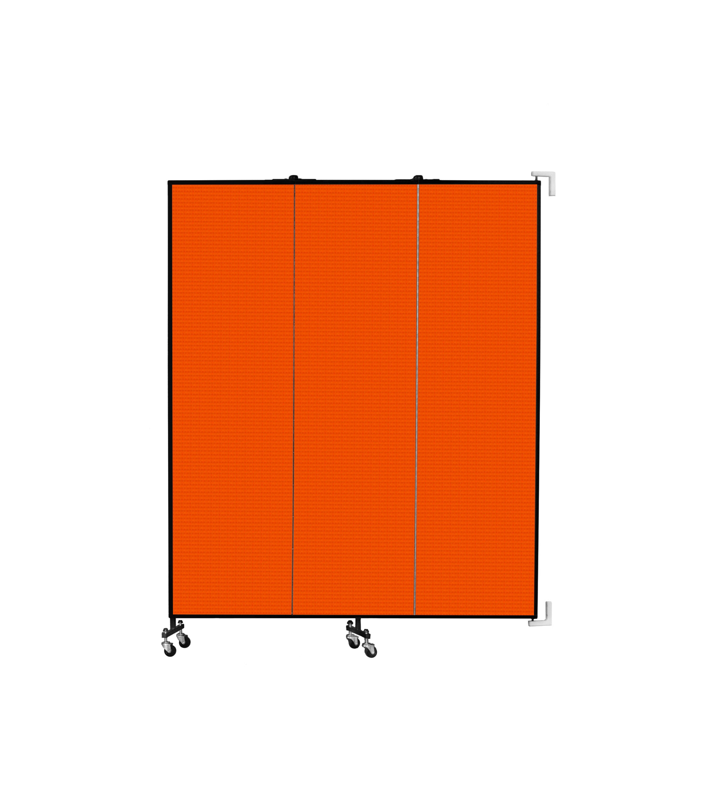 Wallmount Room Divider - 6' 8"H x 5' 6"L - 3 Panel, Orange, Fabric