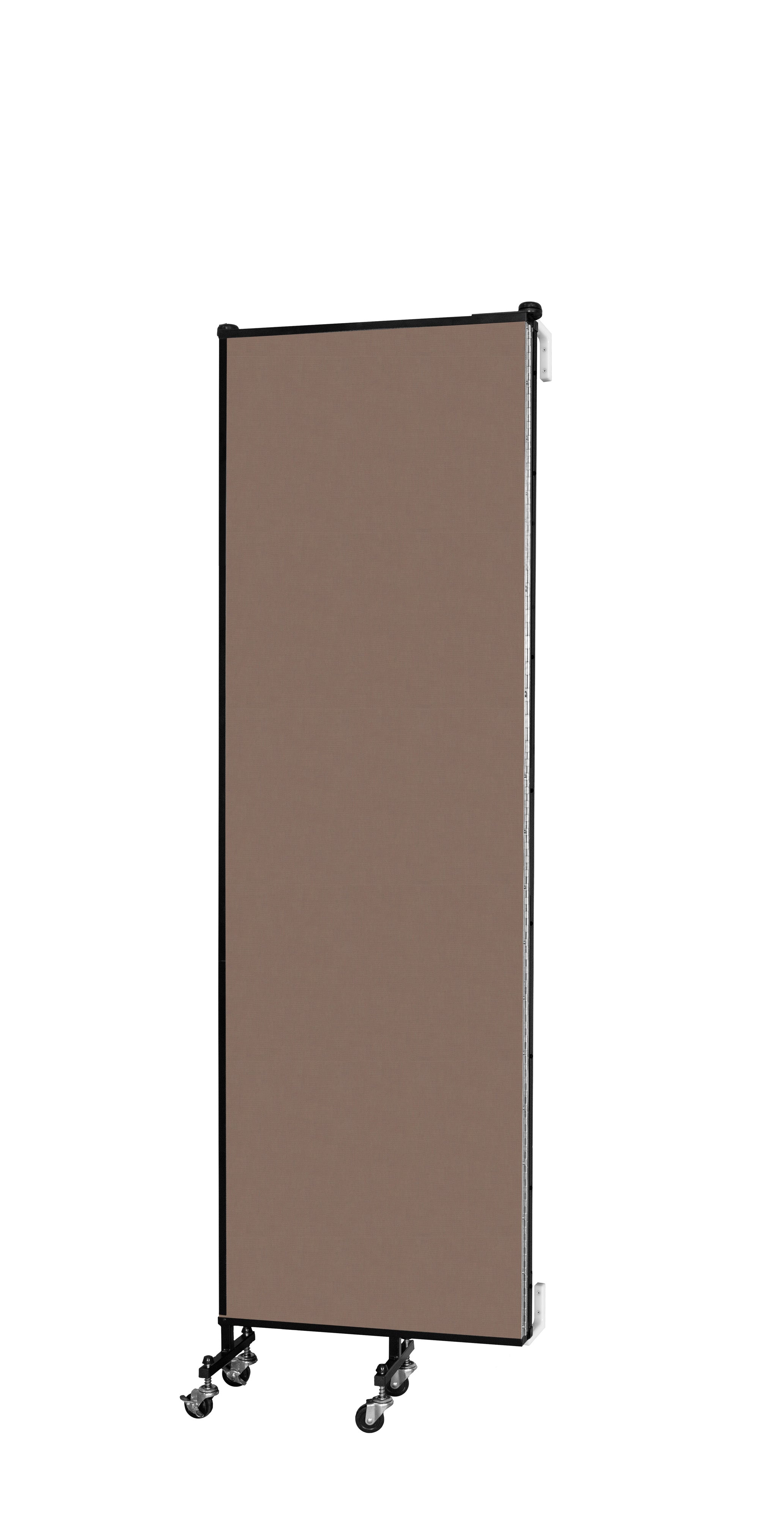 Wallmount Room Divider - 6' 8"H x 5' 6"L - 3 Panel, Walnut, Fabric