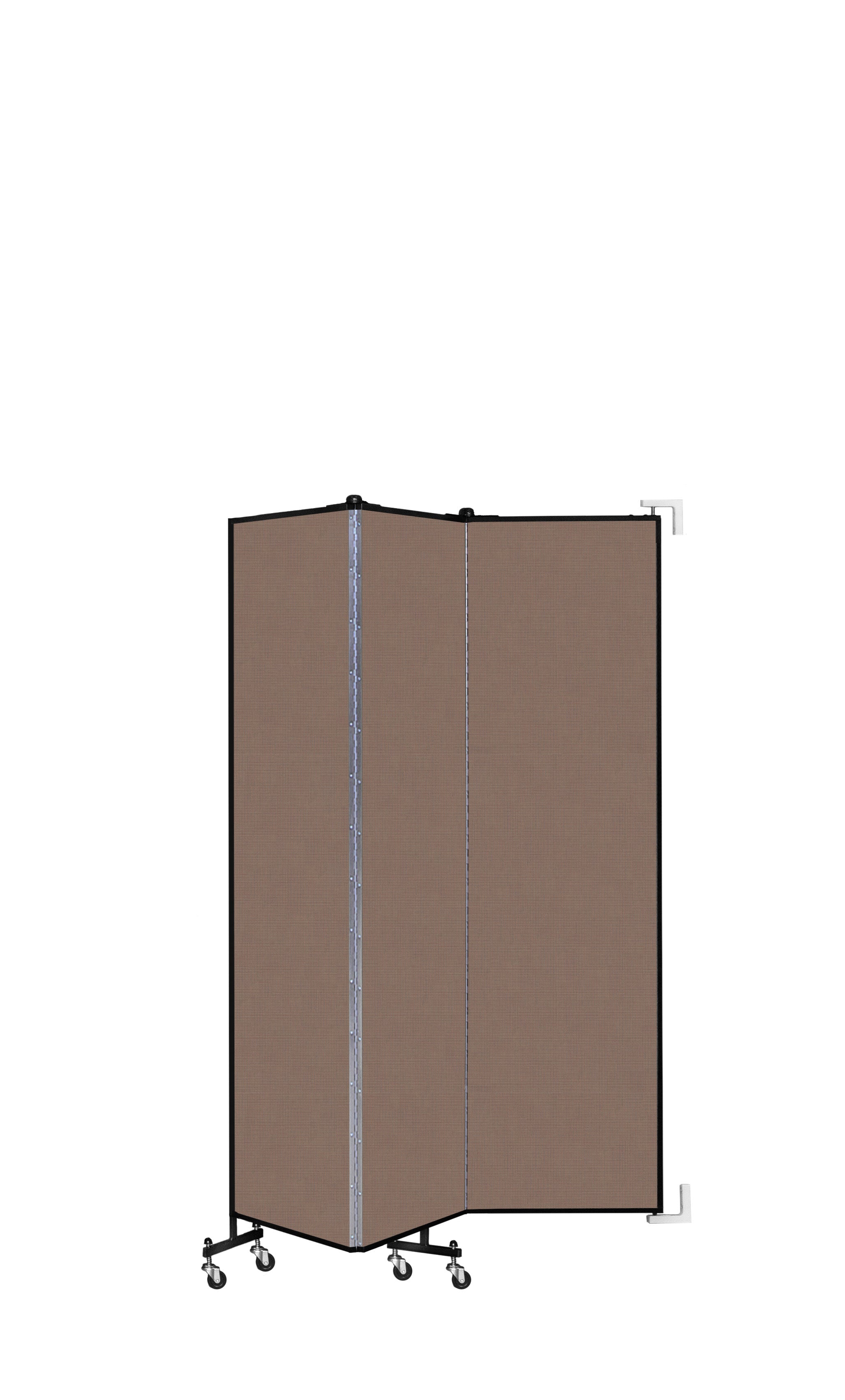 Wallmount Room Divider - 6' 8"H x 5' 6"L - 3 Panel, Walnut, Fabric