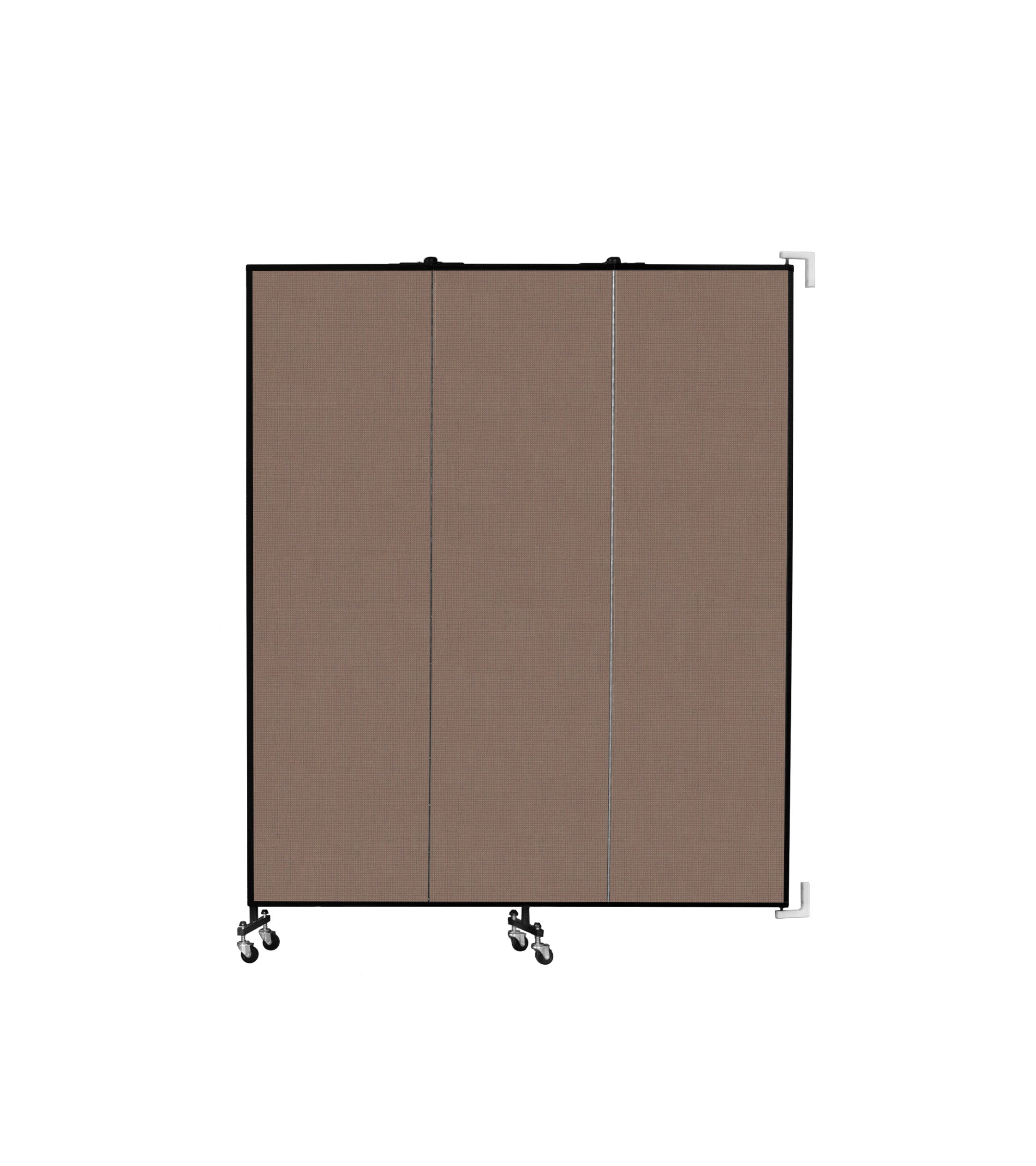 Wallmount Room Divider - 6' 8"H x 5' 6"L - 3 Panel, Walnut, Fabric