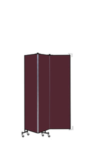 Wallmount Room Divider - 6' 8"H x 5' 6"L - 3 Panel, Purple, Fabric