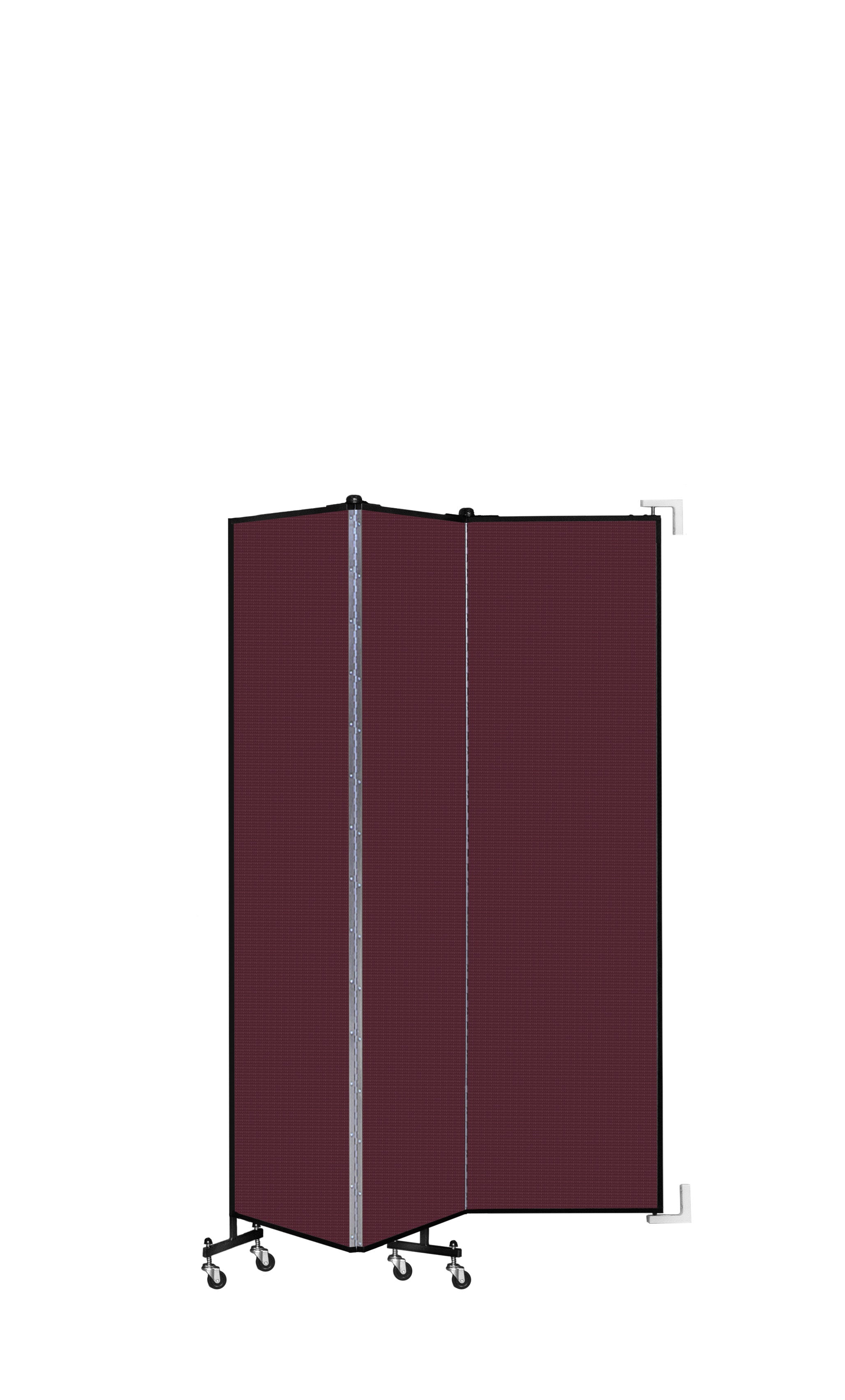 Wallmount Room Divider - 6' 8"H x 5' 6"L - 3 Panel, Purple, Fabric
