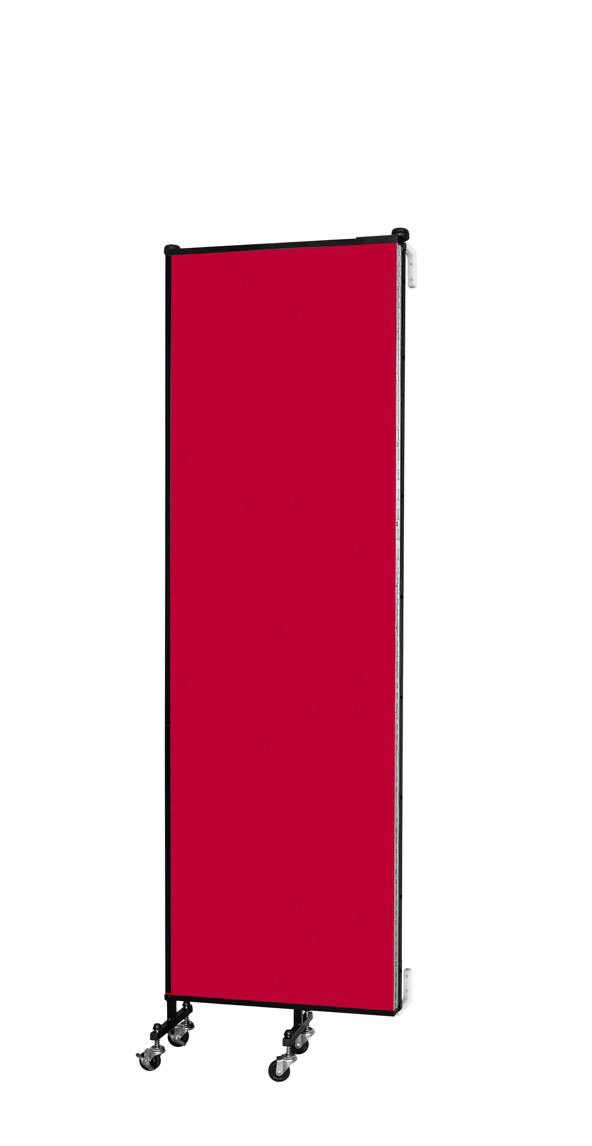 Wallmount Room Divider - 6' 8"H x 5' 6"L - 3 Panel, Primary Red, Fabric