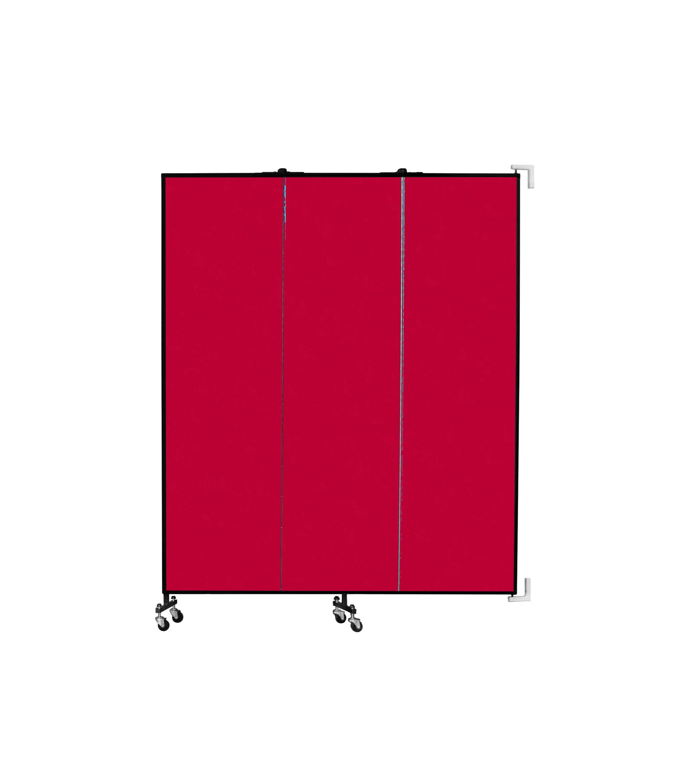 Wallmount Room Divider - 6' 8"H x 5' 6"L - 3 Panel, Primary Red, Fabric