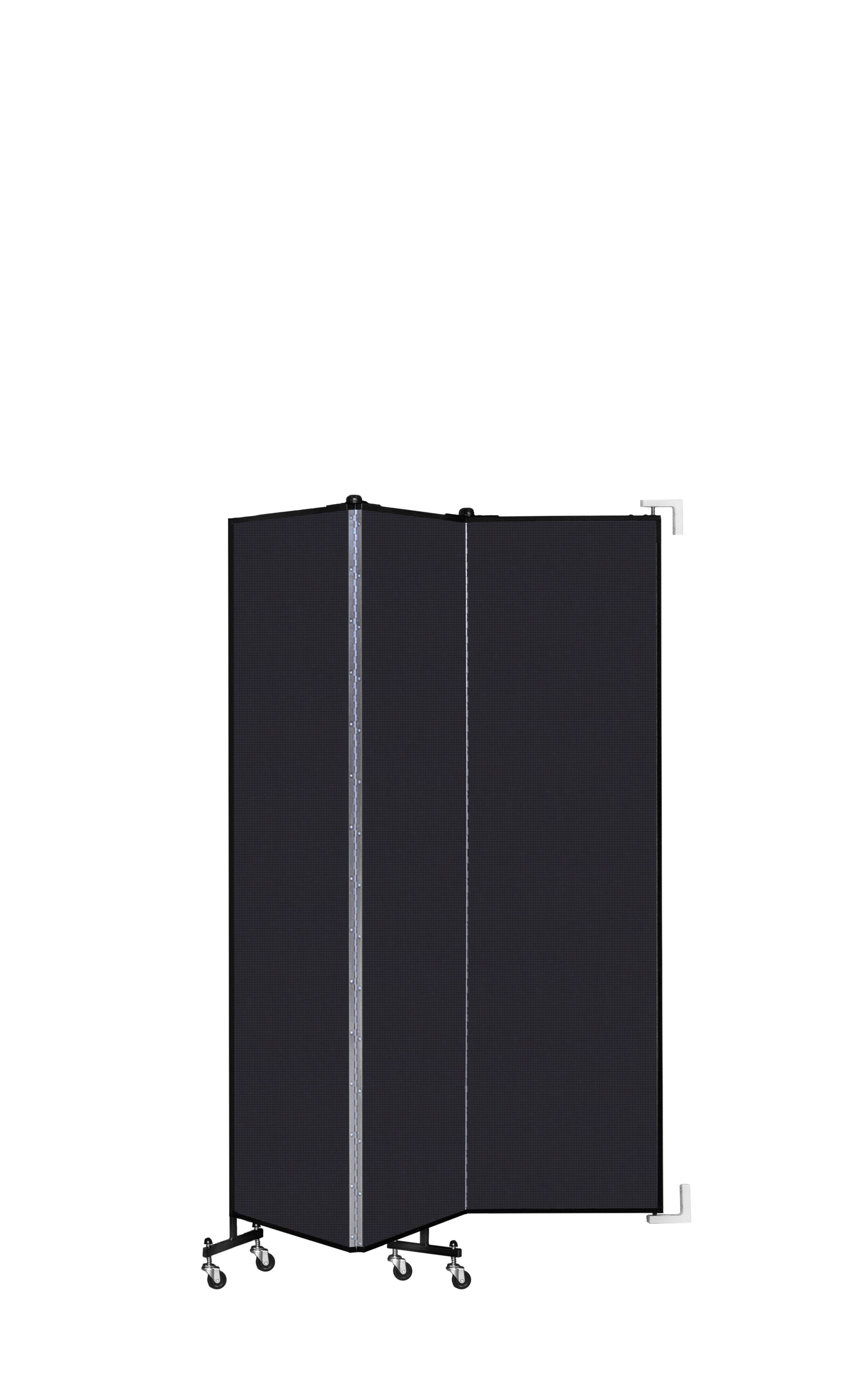 Wallmount Room Divider - 6' 8"H x 5' 6"L - 3 Panel, Black, Fabric