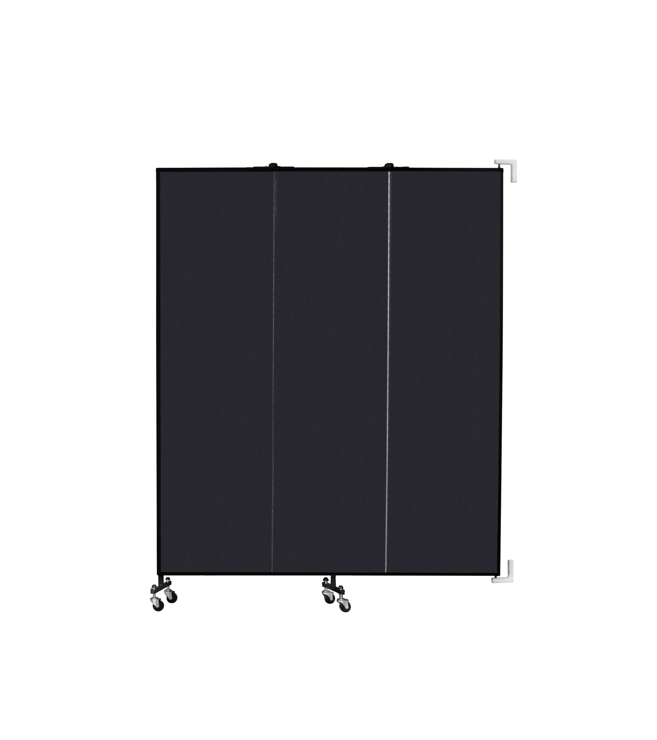 Wallmount Room Divider - 6' 8"H x 5' 6"L - 3 Panel, Black, Fabric