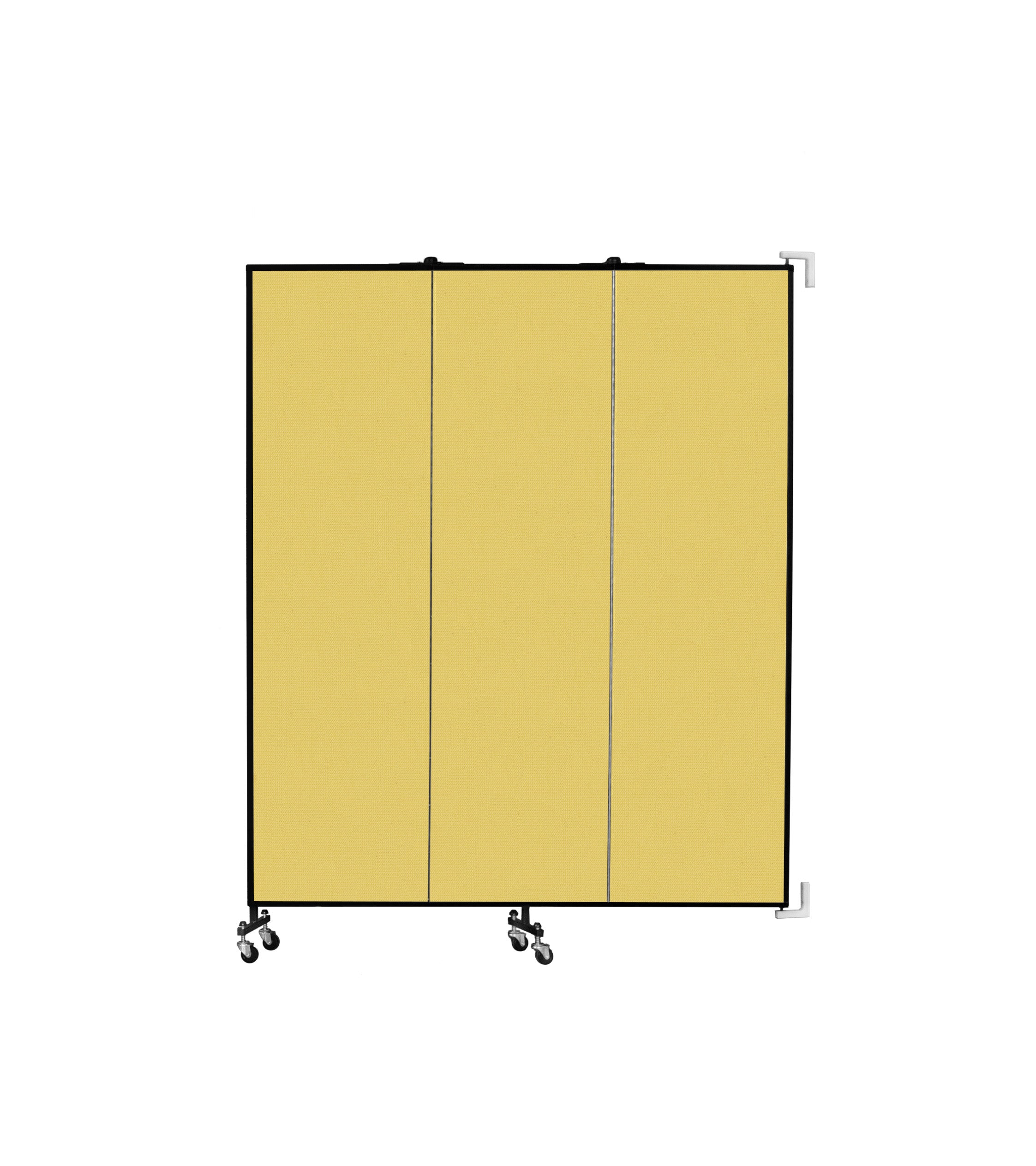 Wallmount Room Divider - 6' 8"H x 5' 6"L - 3 Panel, Primary Yellow, Fabric