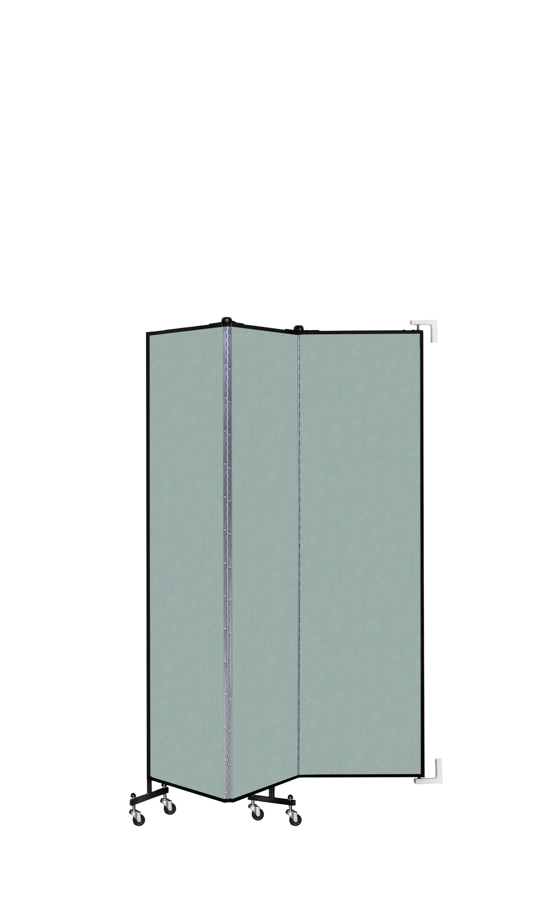Wallmount Room Divider - 6' 8"H x 5' 6"L - 3 Panel, Sea Green, Fabric