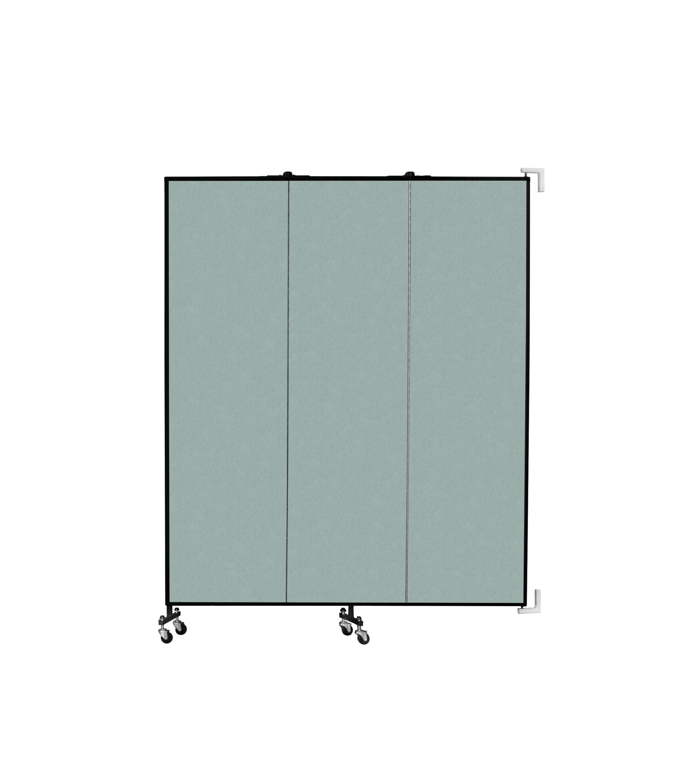 Wallmount Room Divider - 6' 8"H x 5' 6"L - 3 Panel, Sea Green, Fabric