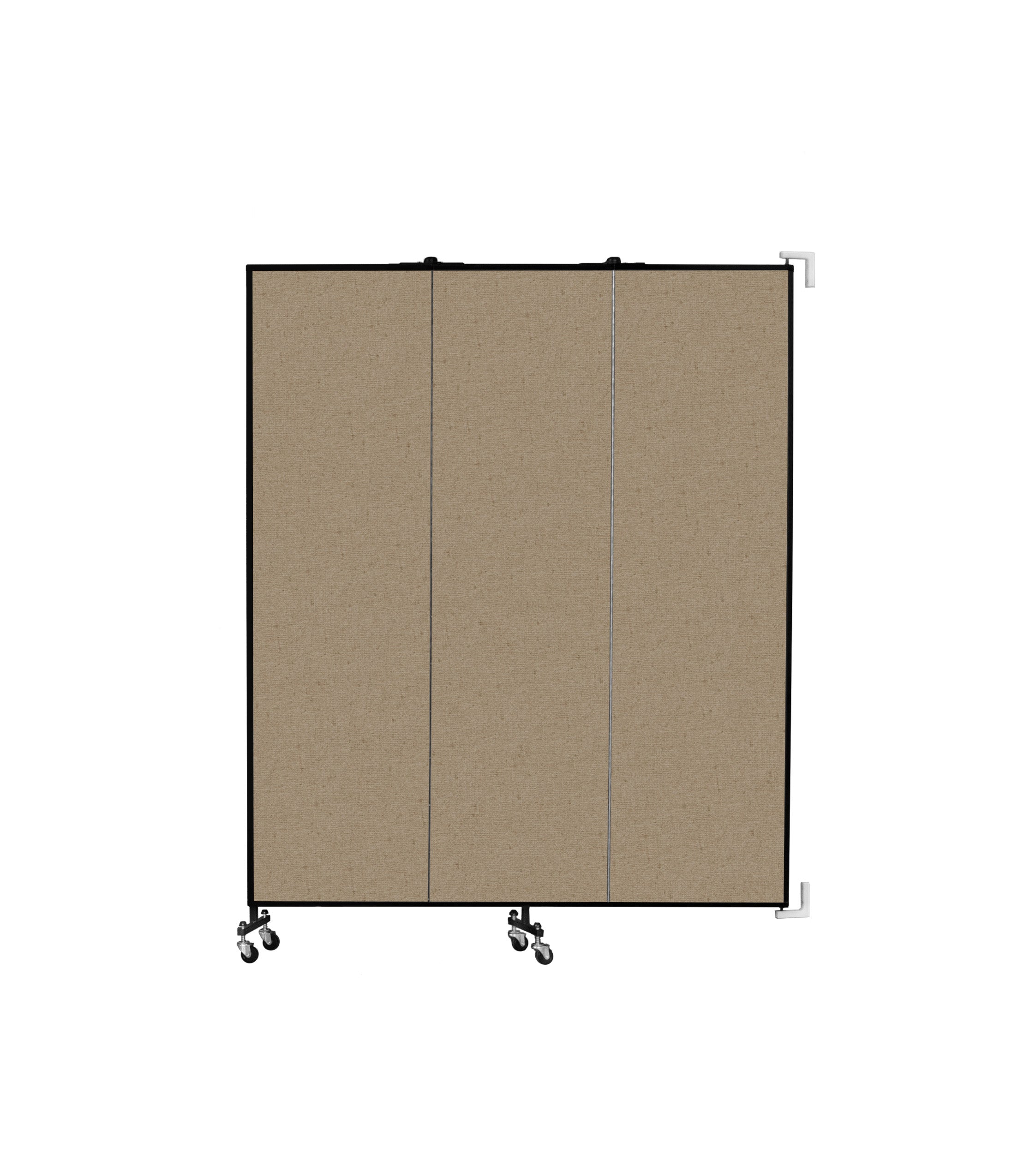Wallmount Room Divider - 6' 8"H x 5' 6"L - 3 Panel, Sandalwood, Vinyl