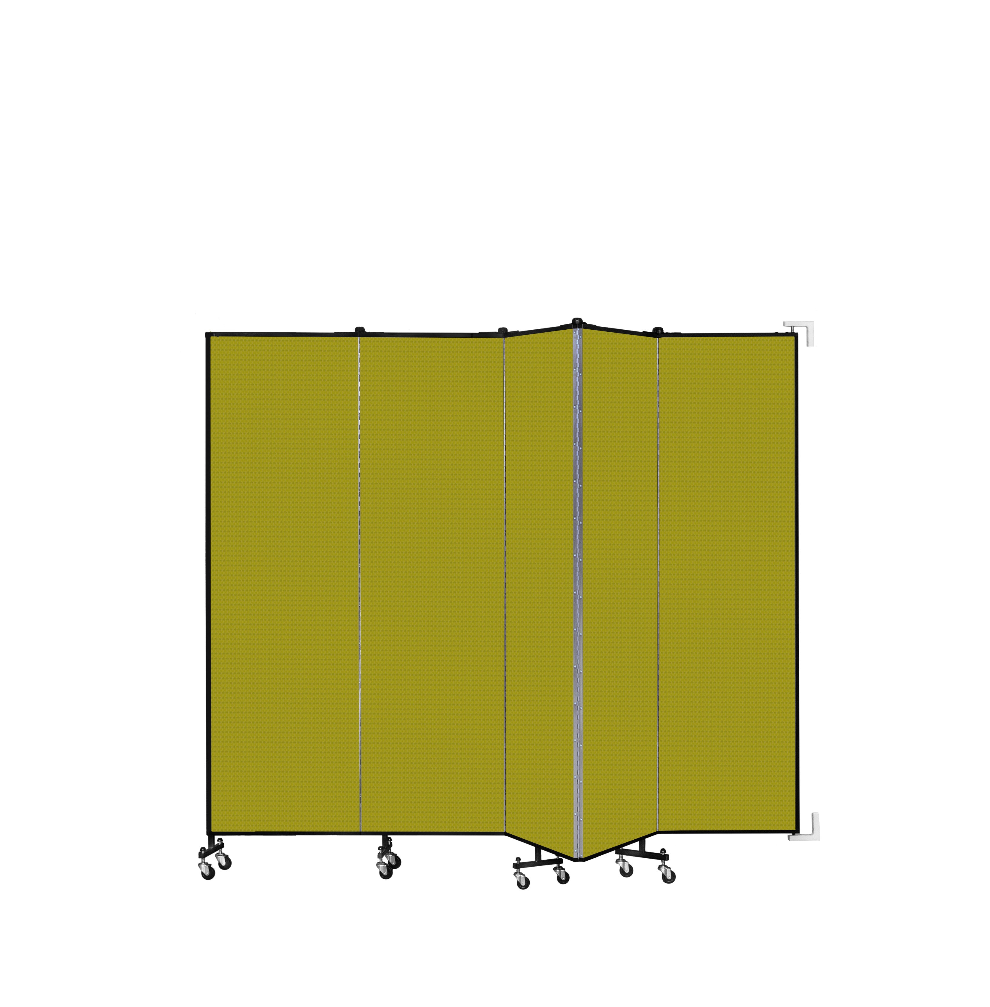 Wallmount Room Divider - 6' 8"H x 9' 2"L - 5 Panel, Apple Green, Fabric