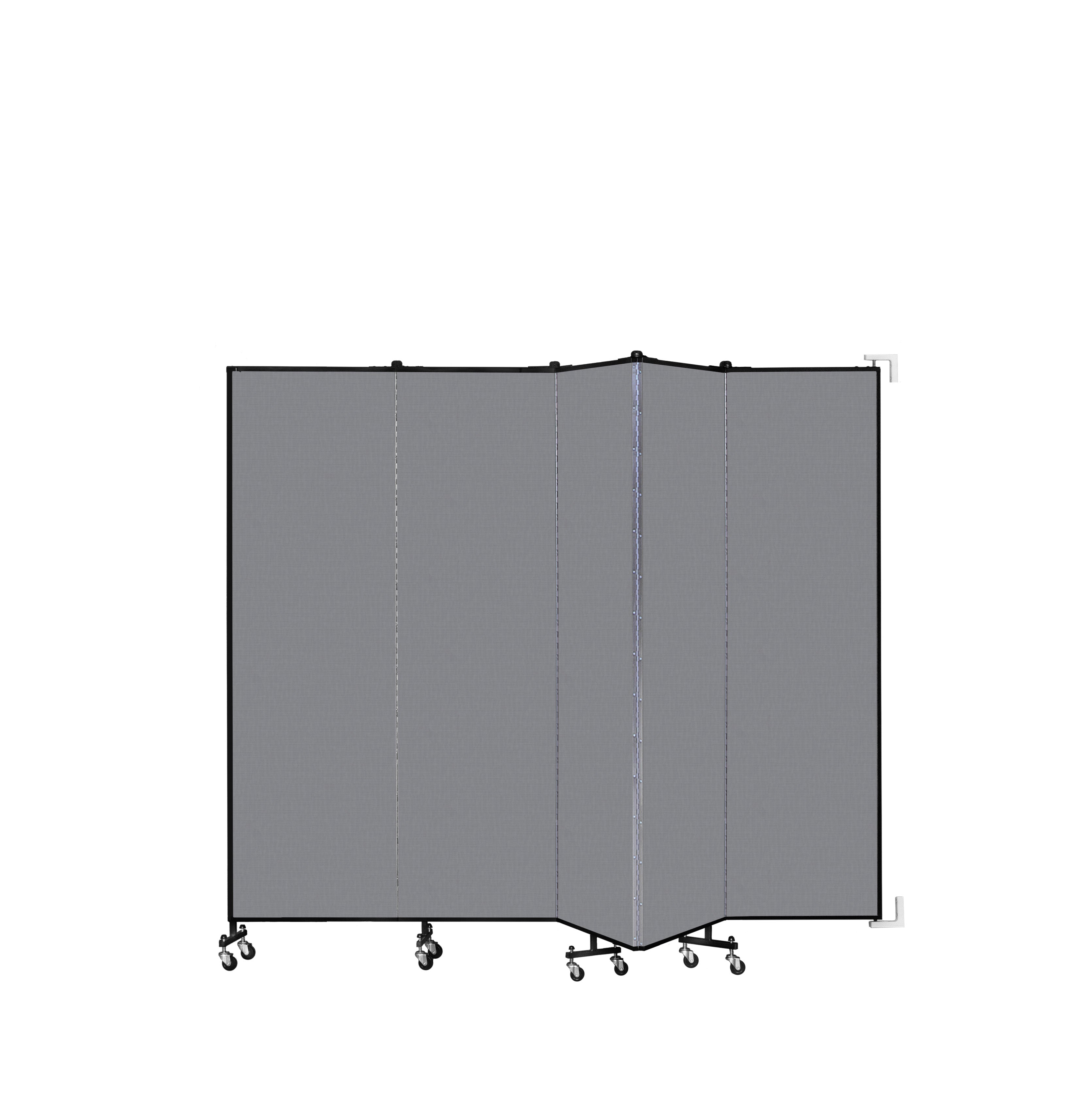 Wallmount Room Divider - 6' 8"H x 9' 2"L - 5 Panel, Stone, Fabric