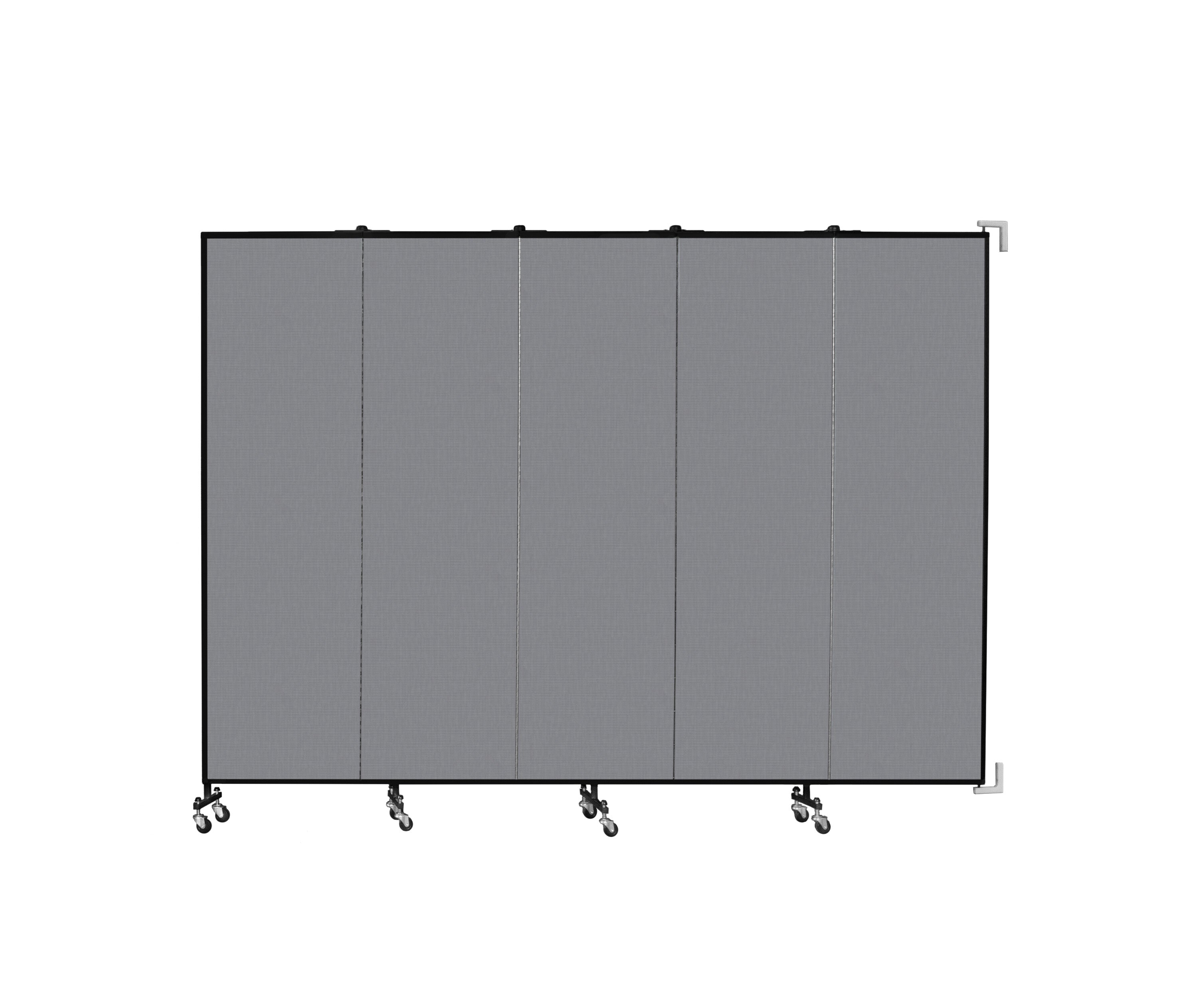 Wallmount Room Divider - 6' 8"H x 9' 2"L - 5 Panel, Stone, Fabric