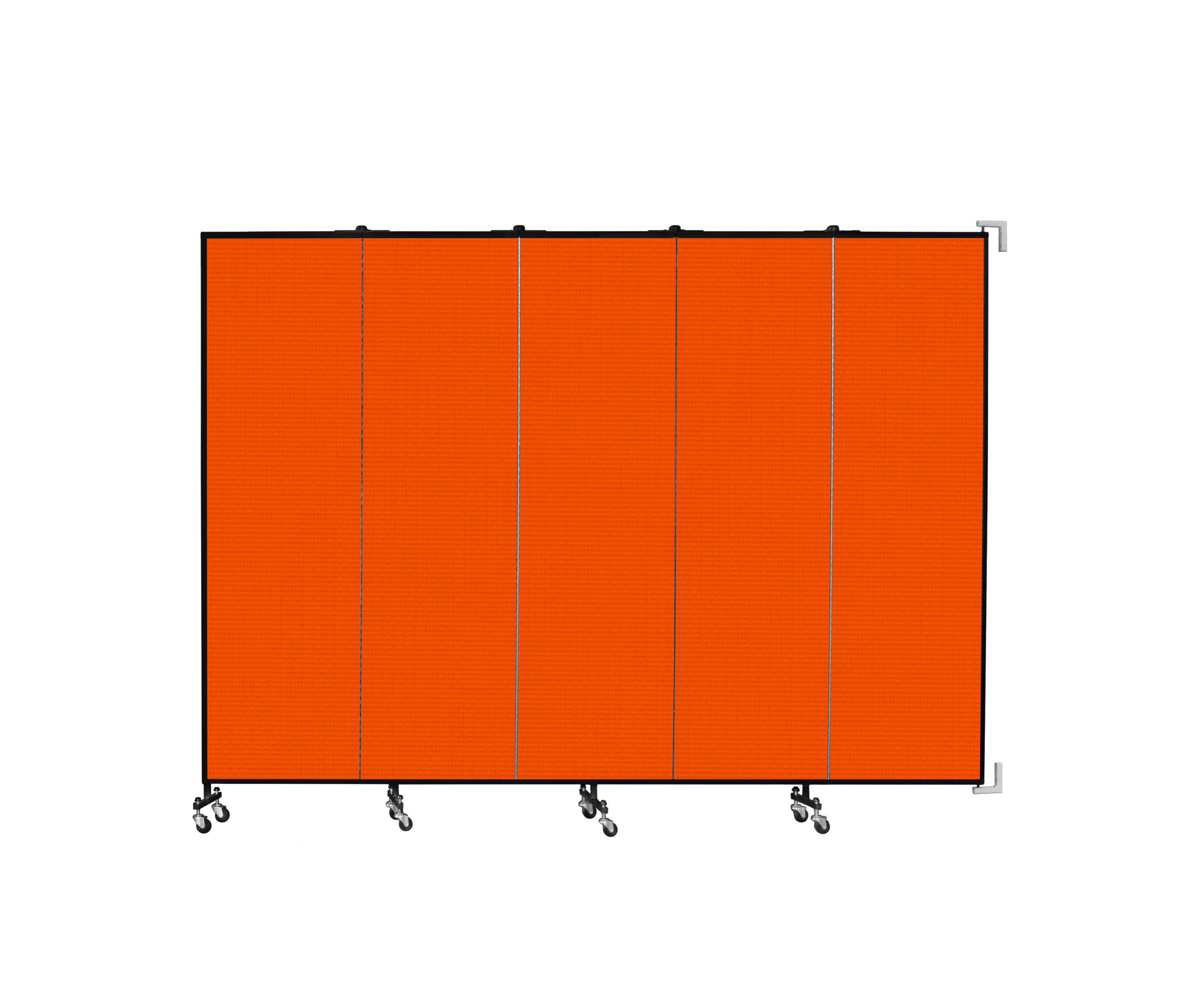 Wallmount Room Divider - 6' 8"H x 9' 2"L - 5 Panel, Orange, Fabric