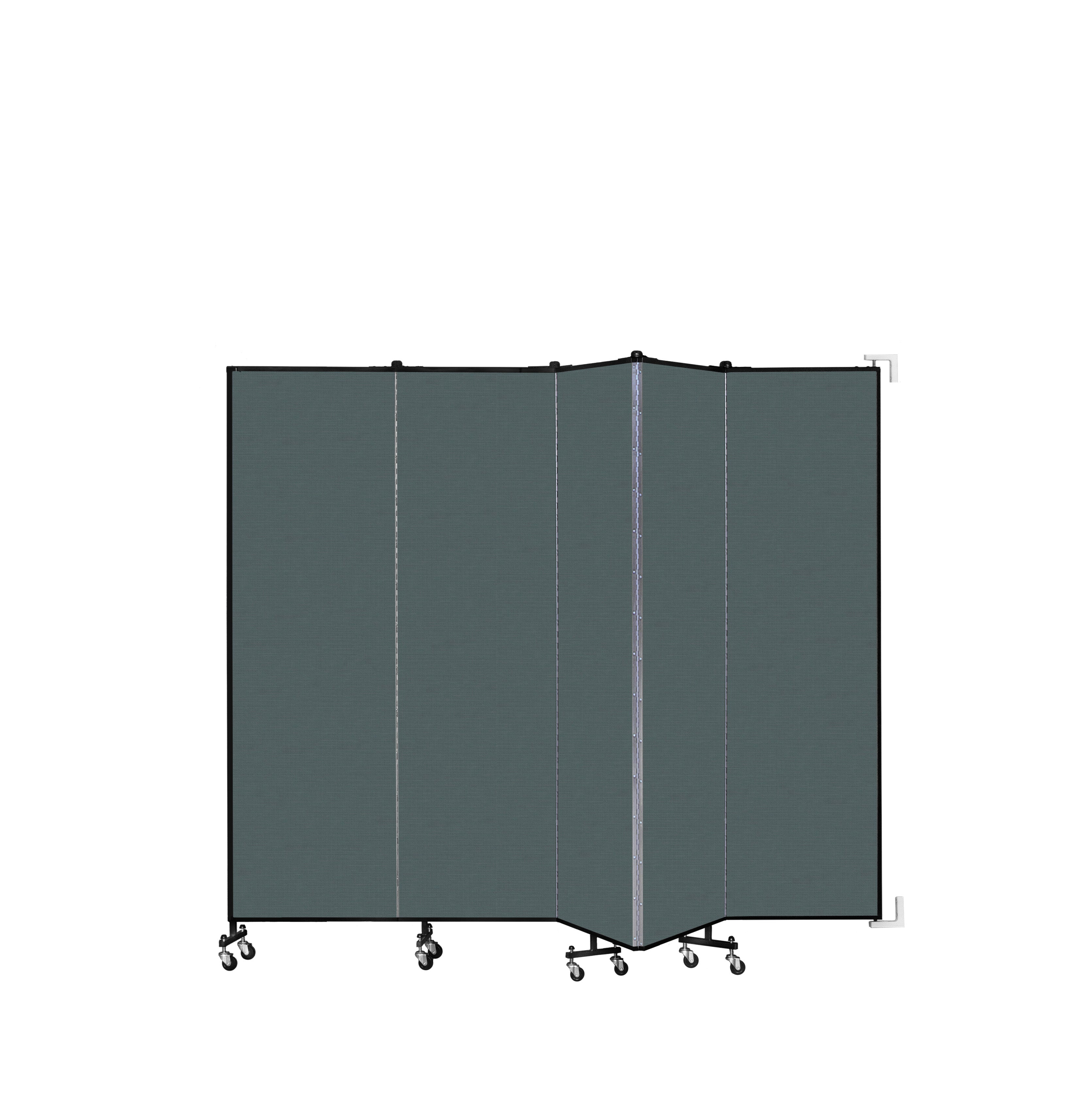 Wallmount Room Divider - 6' 8"H x 9' 2"L - 5 Panel, Mallard, Fabric