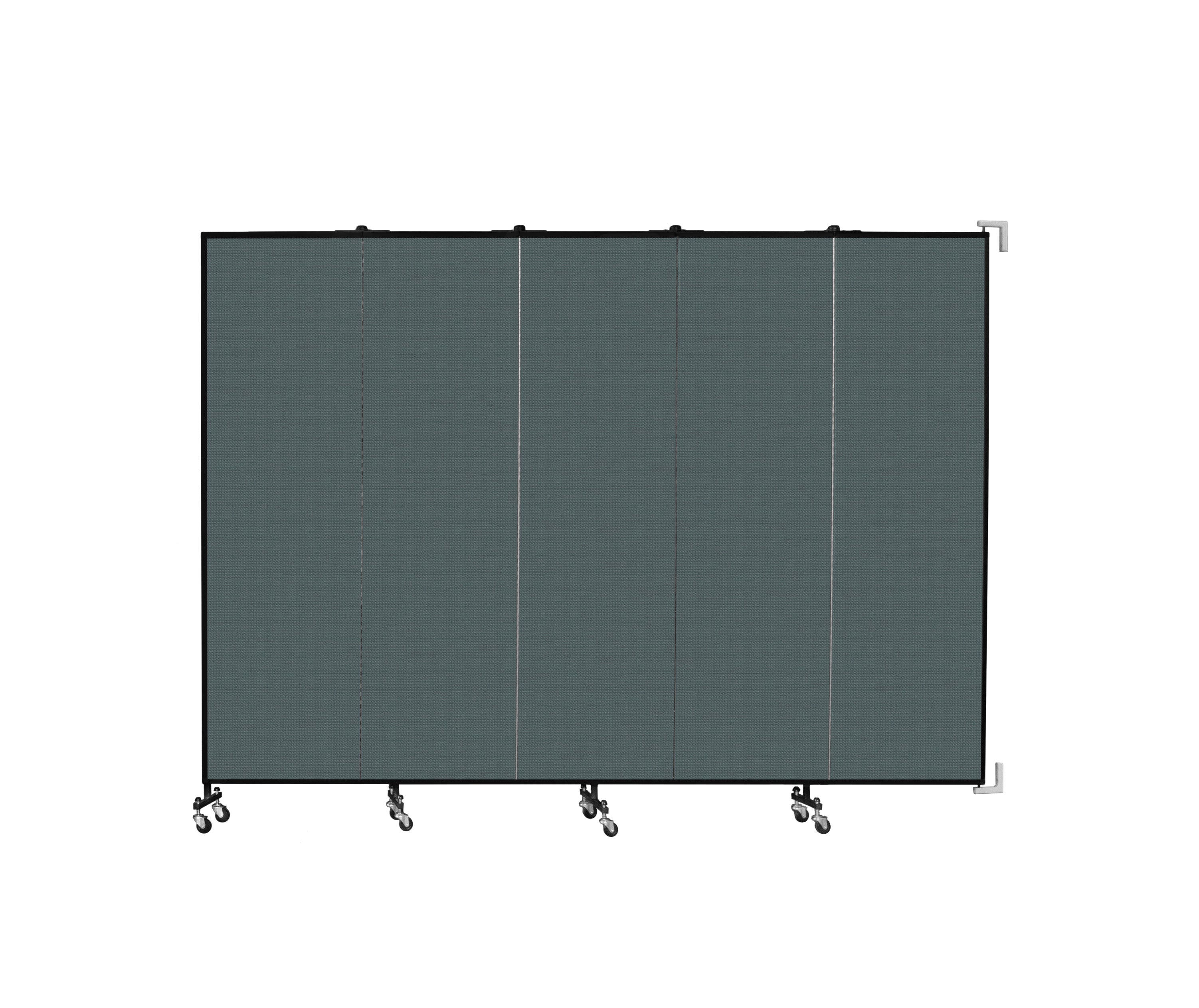 Wallmount Room Divider - 6' 8"H x 9' 2"L - 5 Panel, Mallard, Fabric