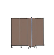 Wallmount Room Divider - 6' 8"H x 9' 2"L - 5 Panel, Walnut, Fabric