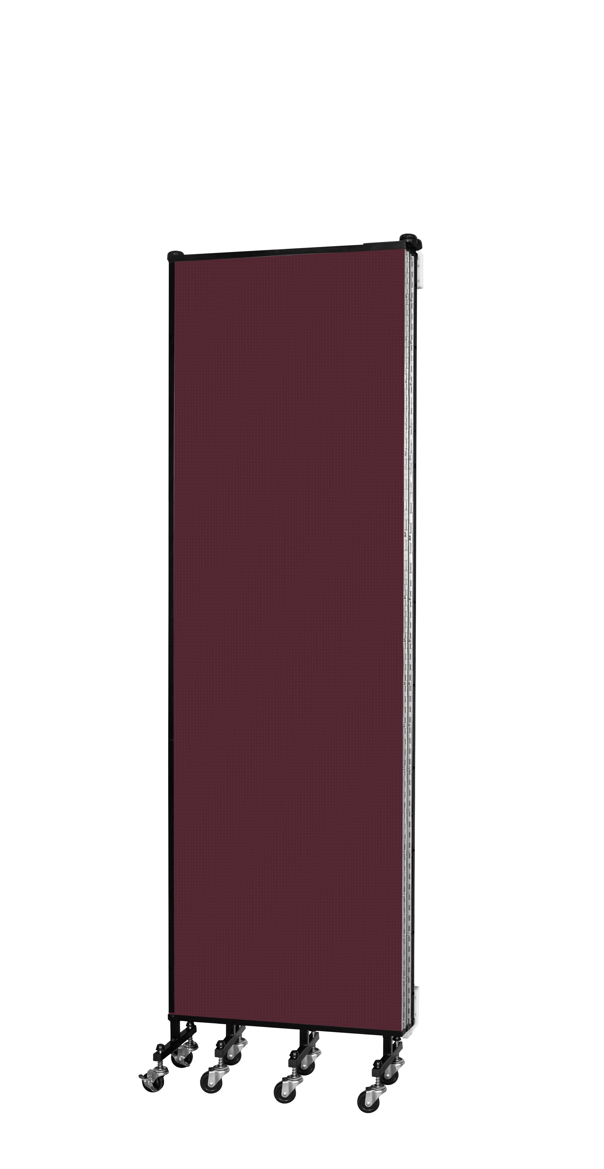 Wallmount Room Divider - 6' 8"H x 9' 2"L - 5 Panel, Purple, Fabric