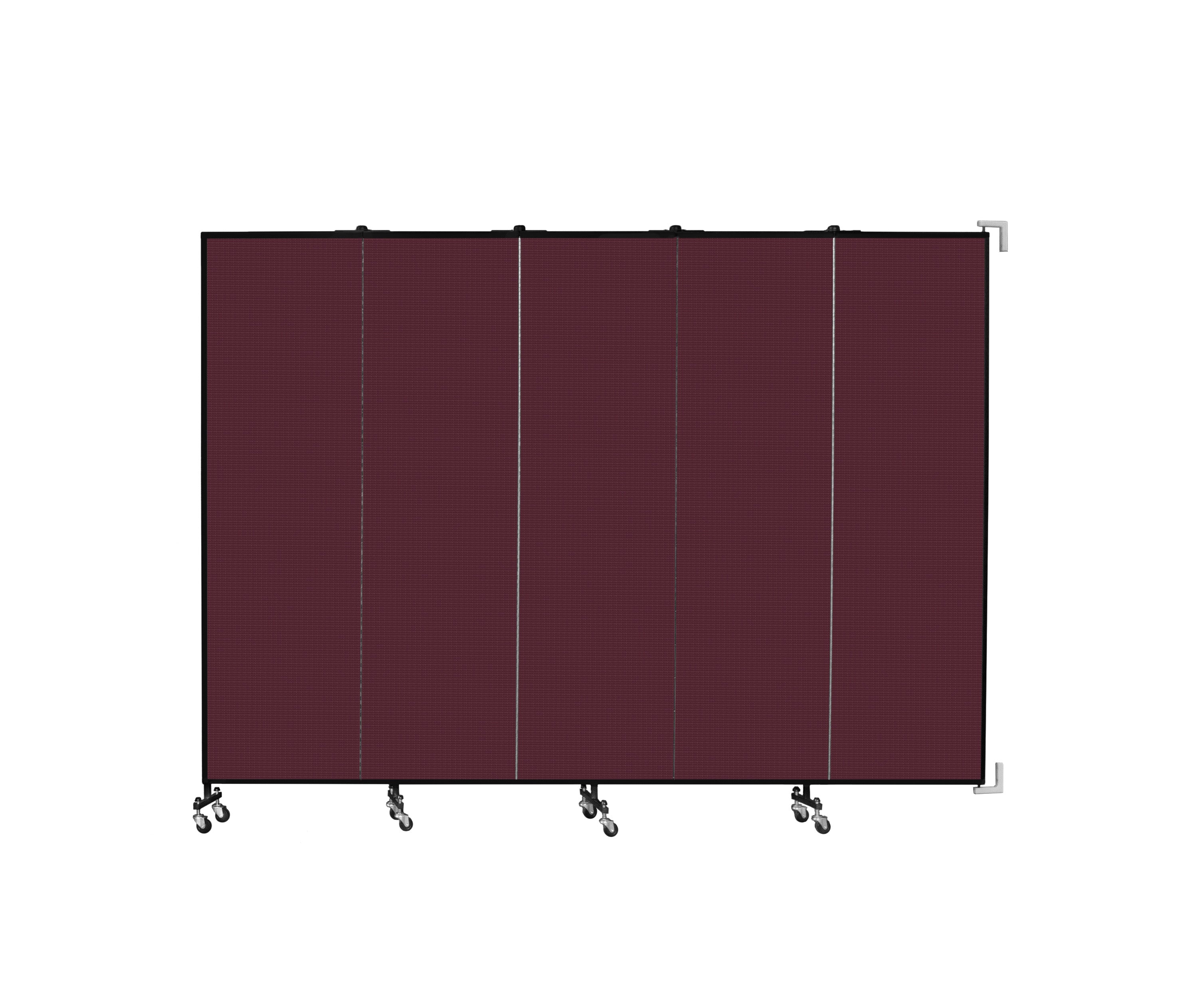 Wallmount Room Divider - 6' 8"H x 9' 2"L - 5 Panel, Purple, Fabric