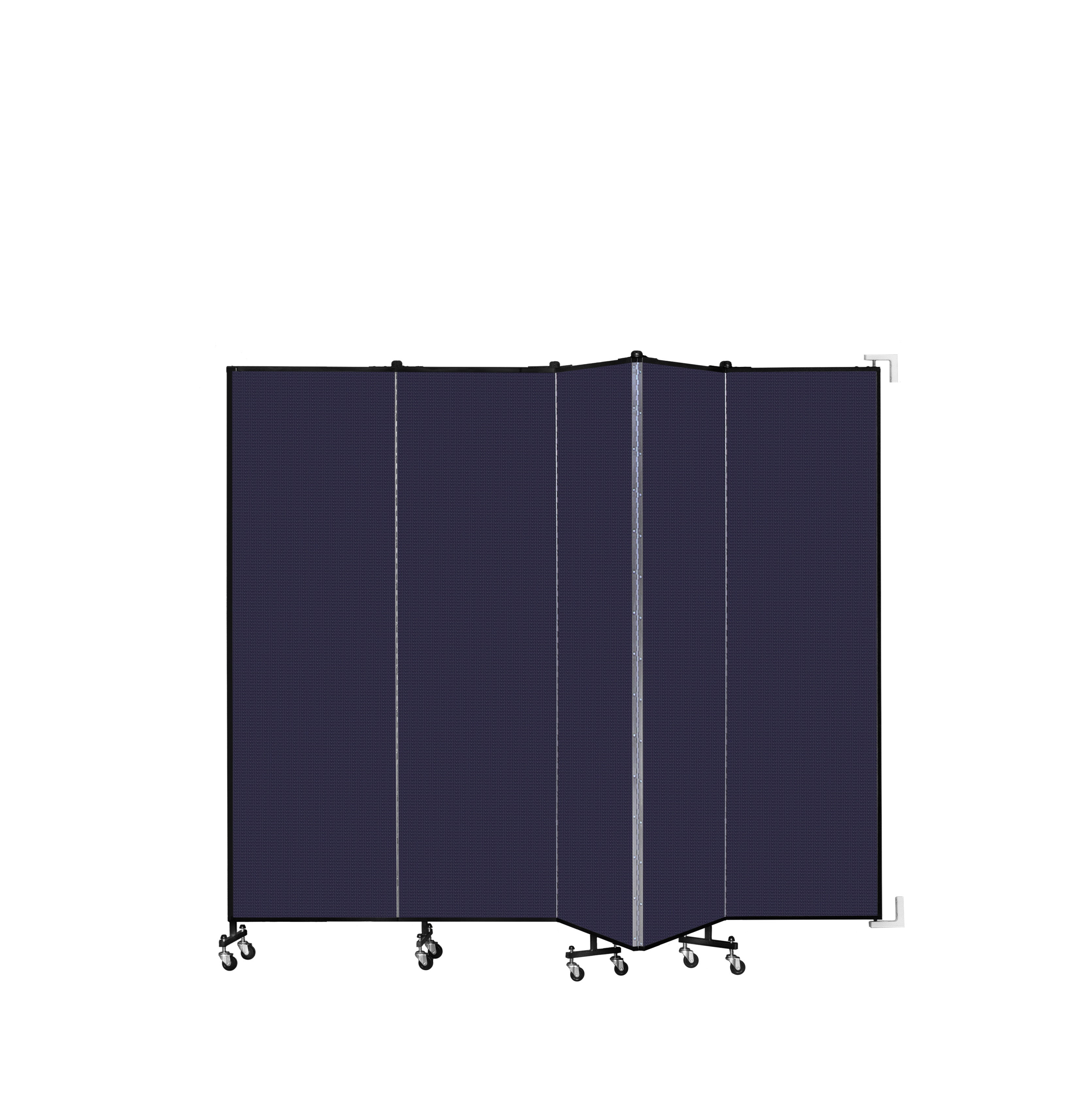 Wallmount Room Divider - 6' 8"H x 9' 2"L - 5 Panel, Navy, Fabric