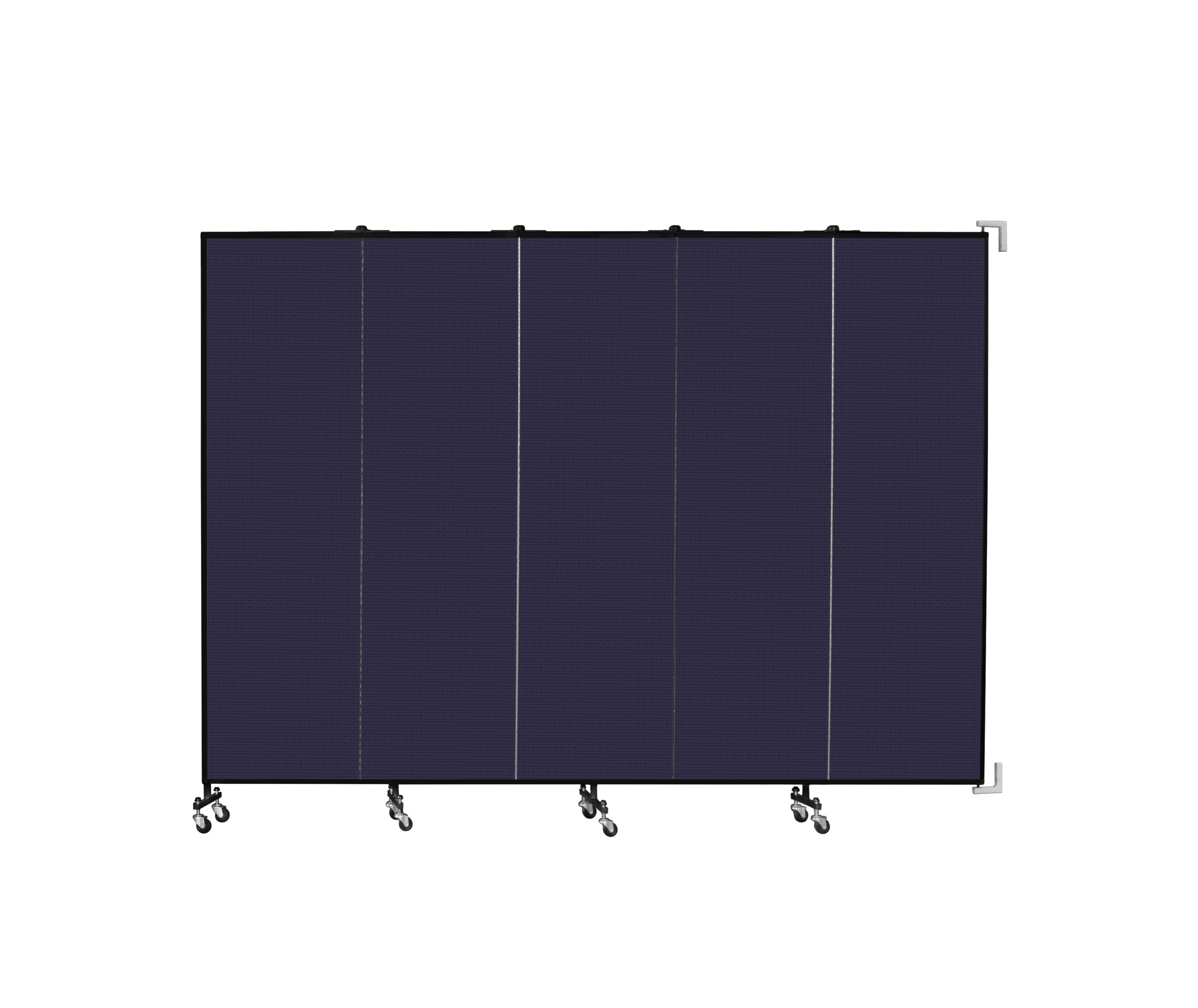 Wallmount Room Divider - 6' 8"H x 9' 2"L - 5 Panel, Navy, Fabric