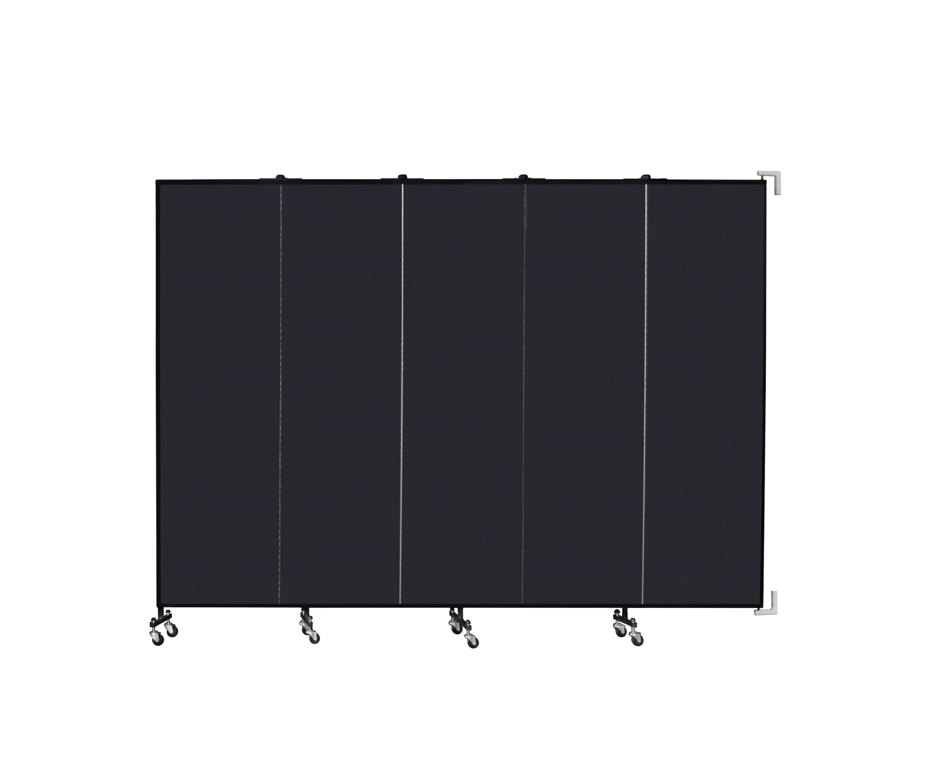 Wallmount Room Divider - 6' 8"H x 9' 2"L - 5 Panel, Black, Fabric
