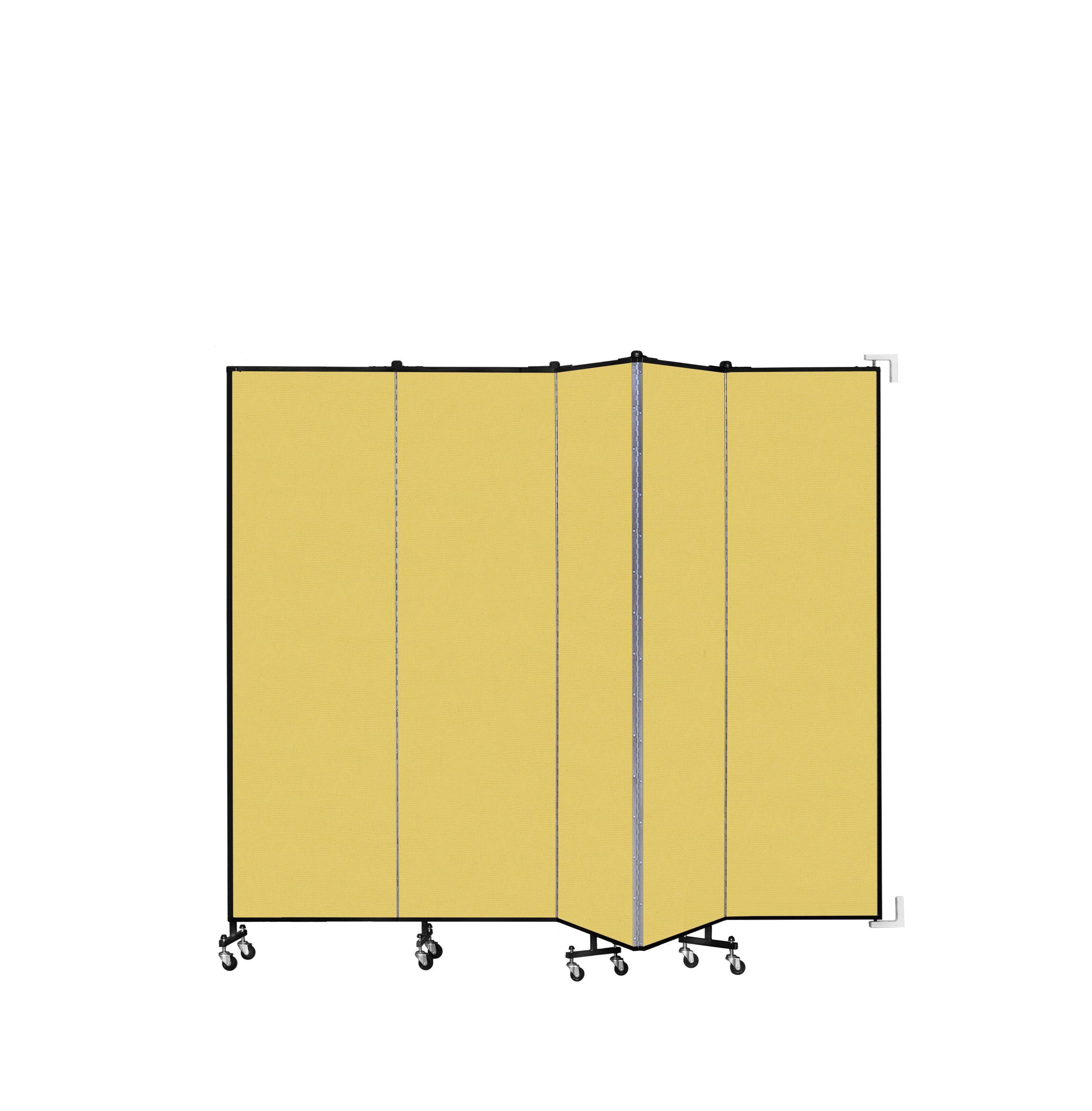 Wallmount Room Divider - 6' 8"H x 9' 2"L - 5 Panel, Primary Yellow, Fabric