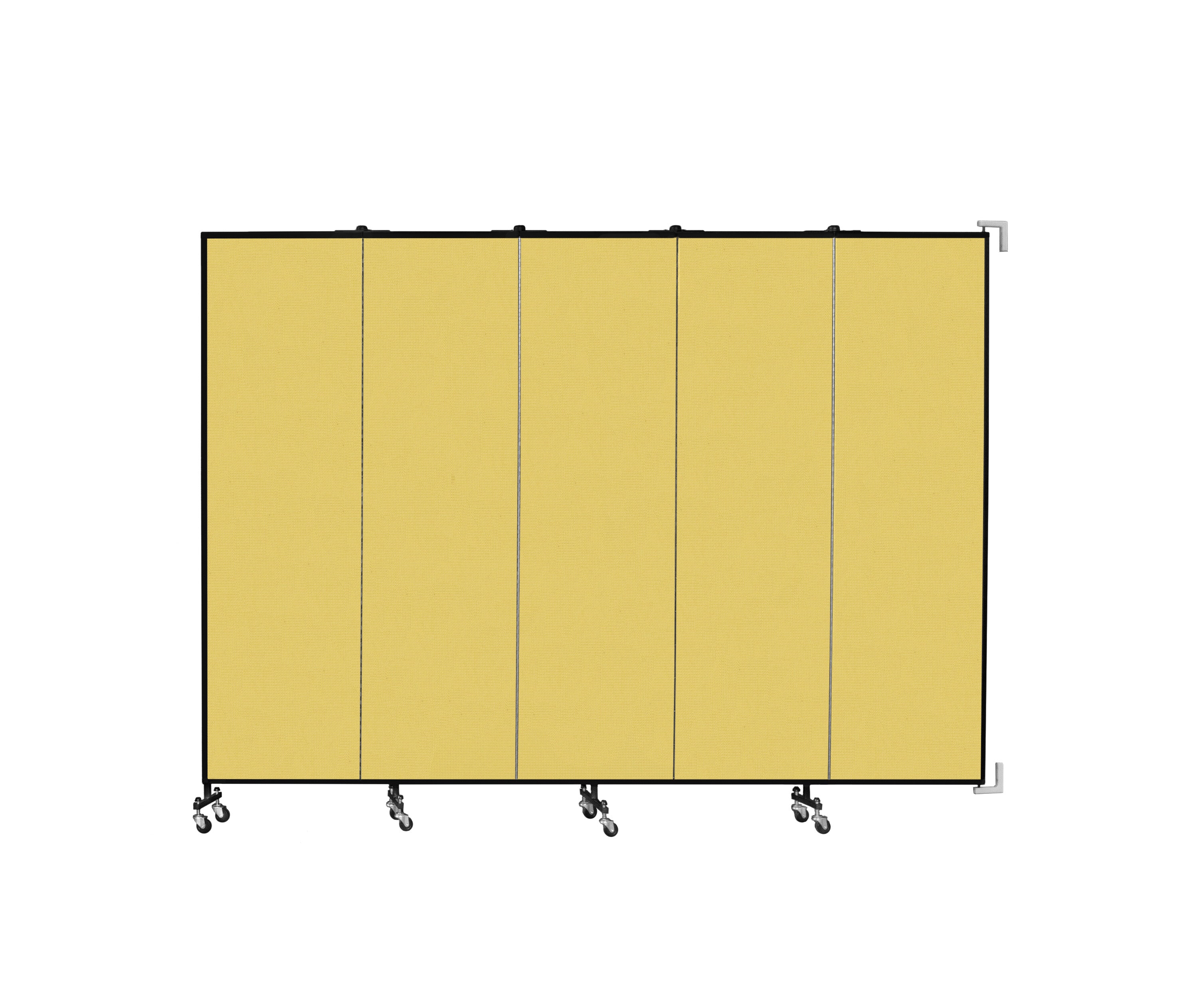 Wallmount Room Divider - 6' 8"H x 9' 2"L - 5 Panel, Primary Yellow, Fabric