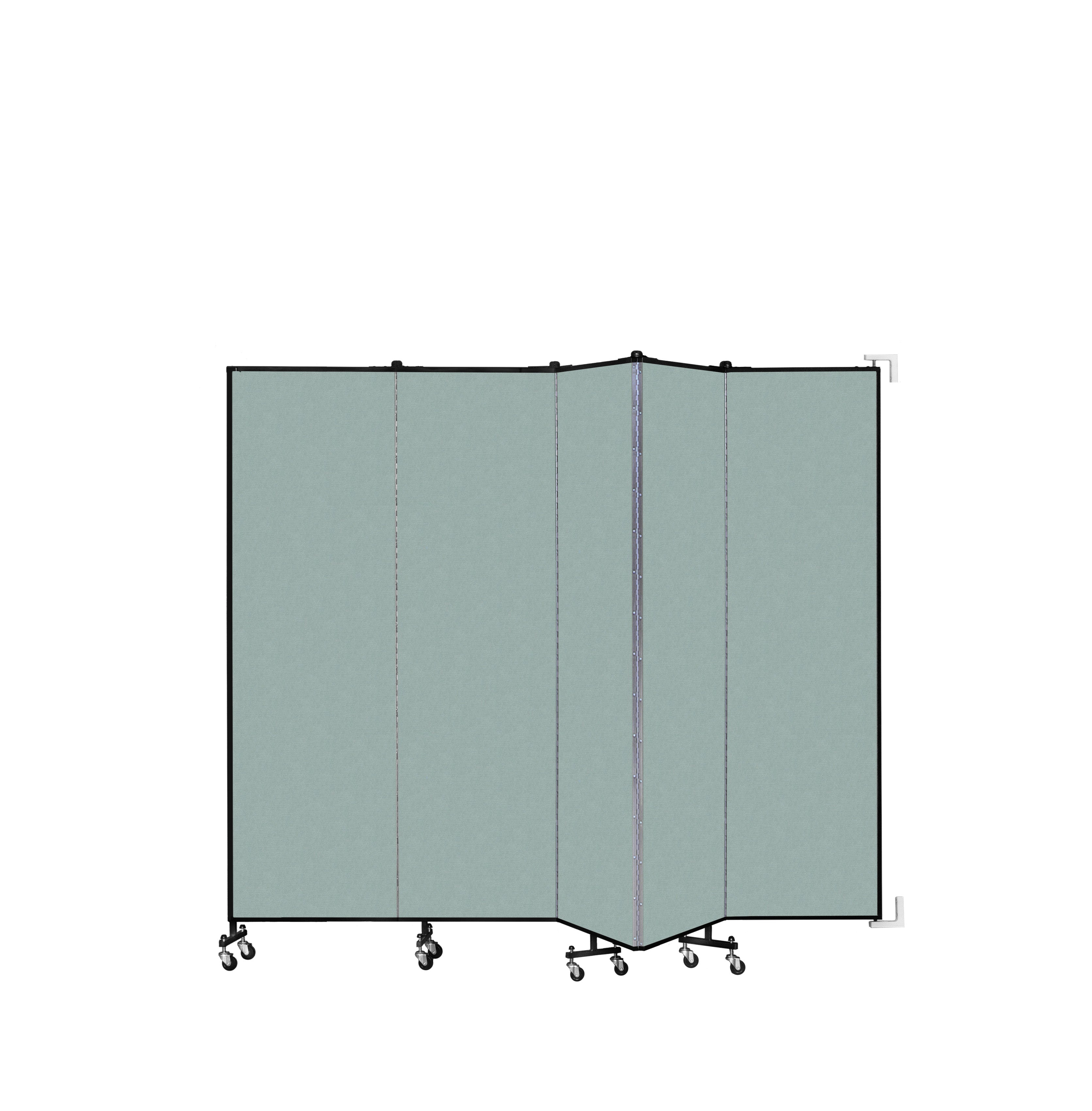 Wallmount Room Divider - 6' 8"H x 9' 2"L - 5 Panel, Sea Green, Fabric