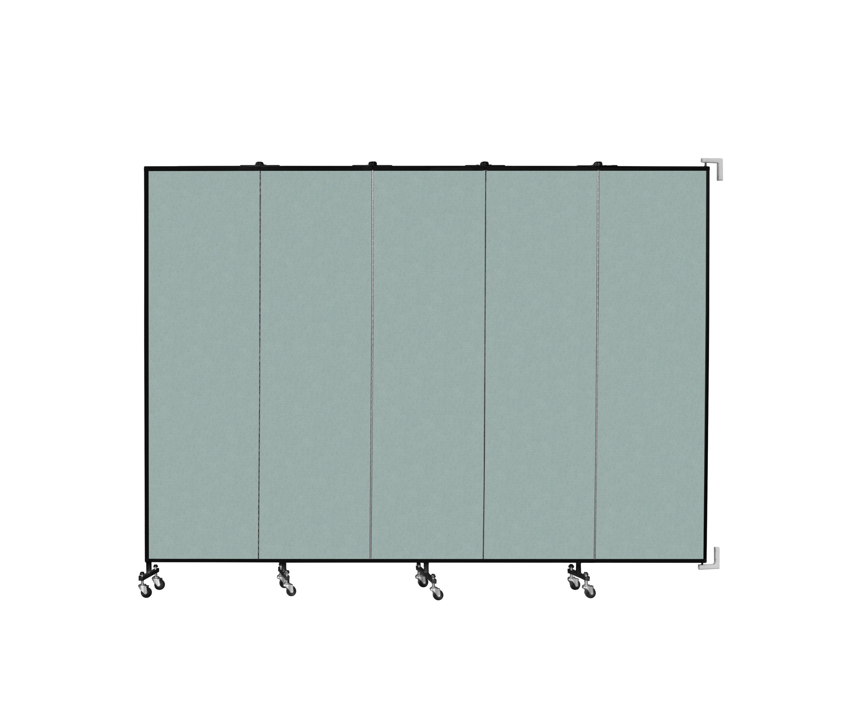 Wallmount Room Divider - 6' 8"H x 9' 2"L - 5 Panel, Sea Green, Fabric