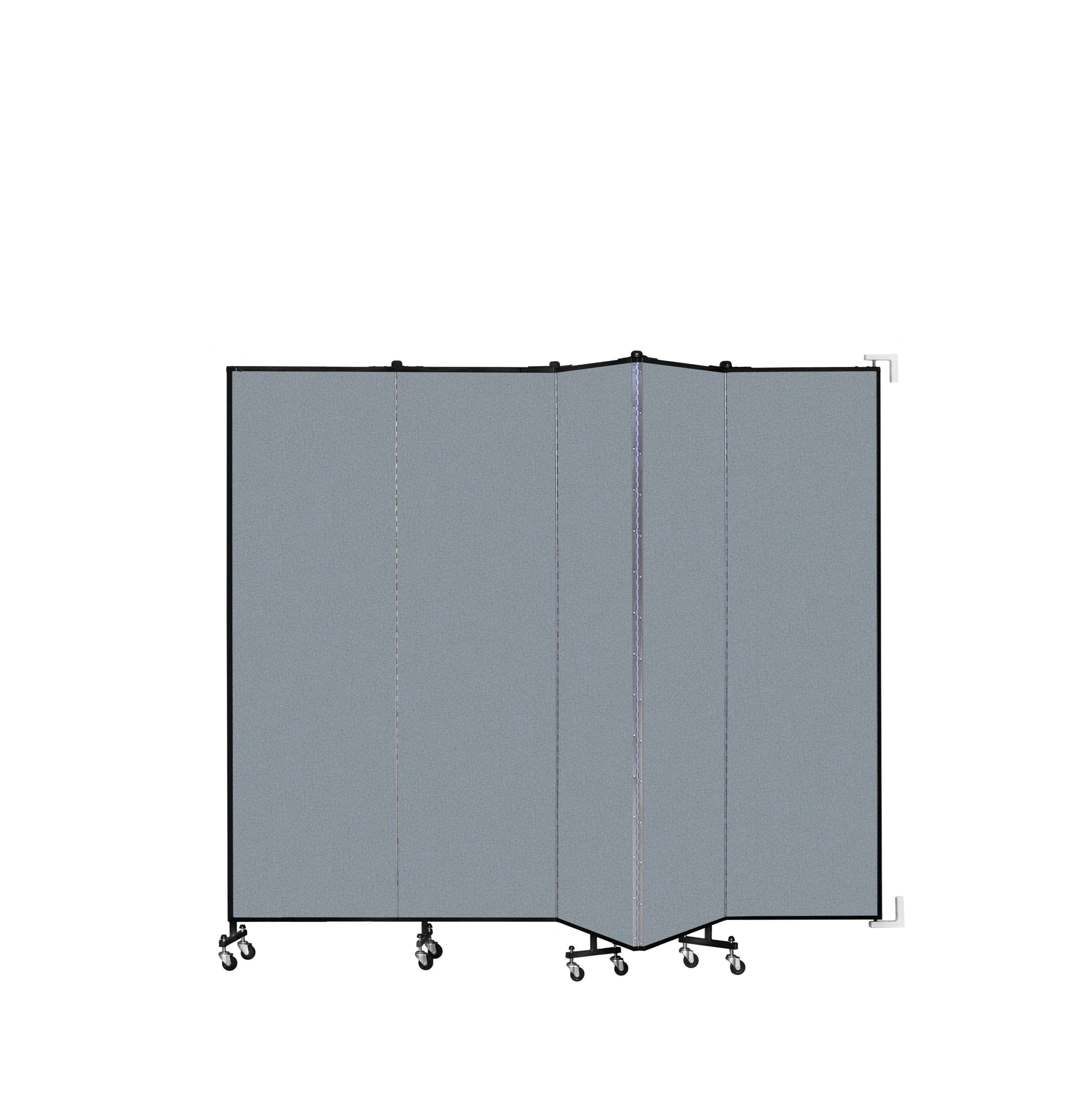 Wallmount Room Divider - 6' 8"H x 9' 2"L - 5 Panel, Blue Tide, Vinyl