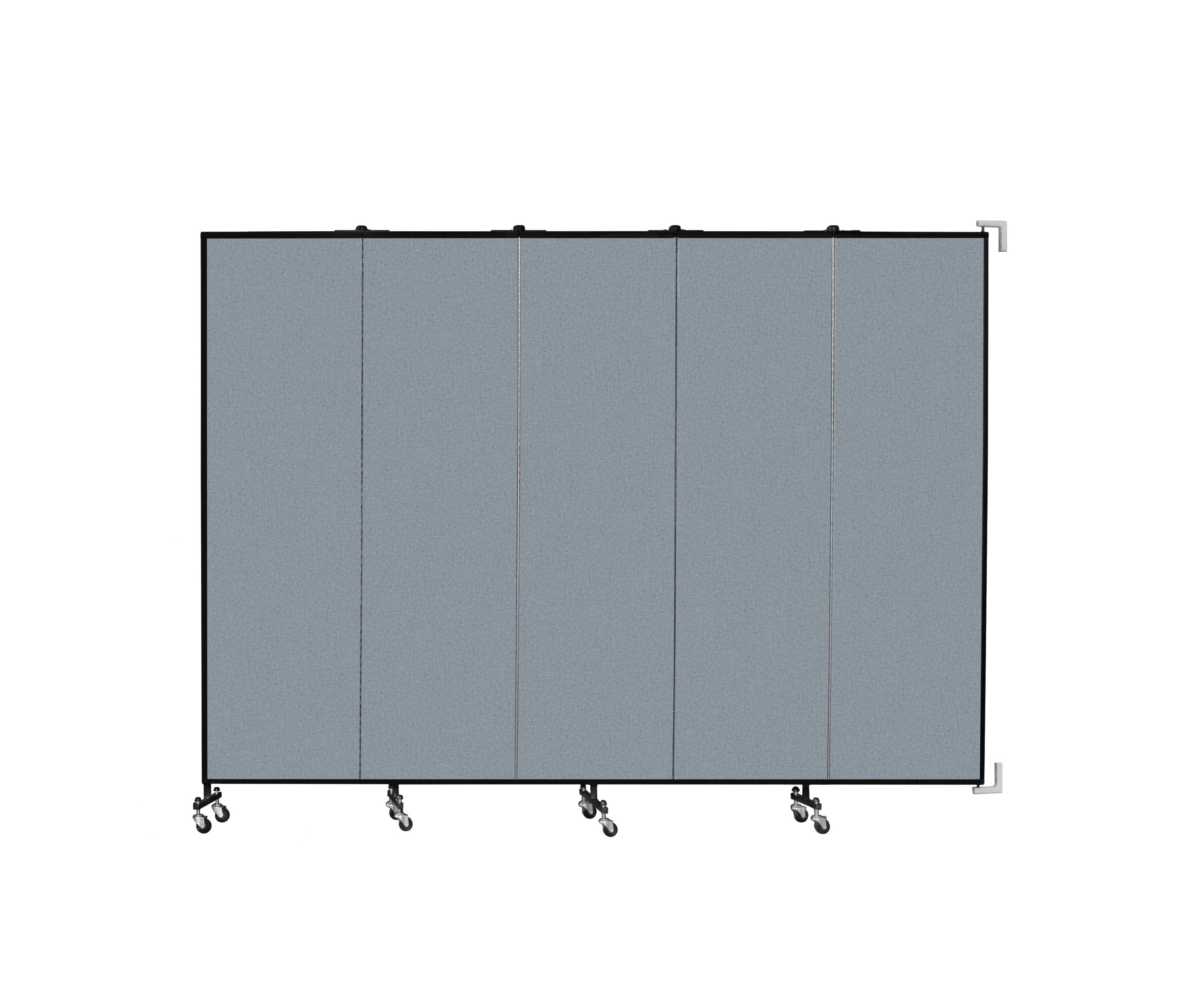 Wallmount Room Divider - 6' 8"H x 9' 2"L - 5 Panel, Blue Tide, Vinyl