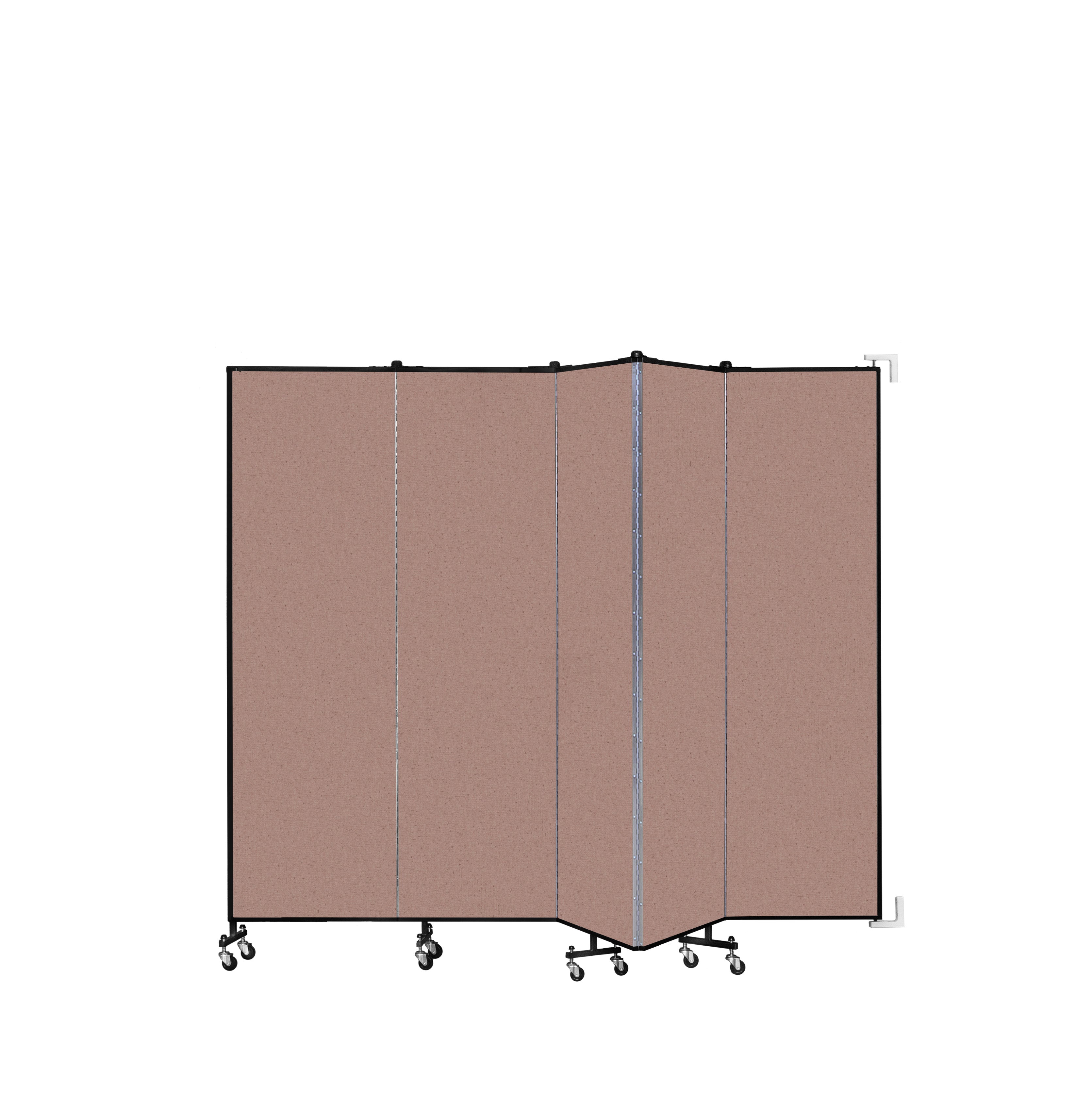Wallmount Room Divider - 6' 8"H x 9' 2"L - 5 Panel, Rasberry, Vinyl