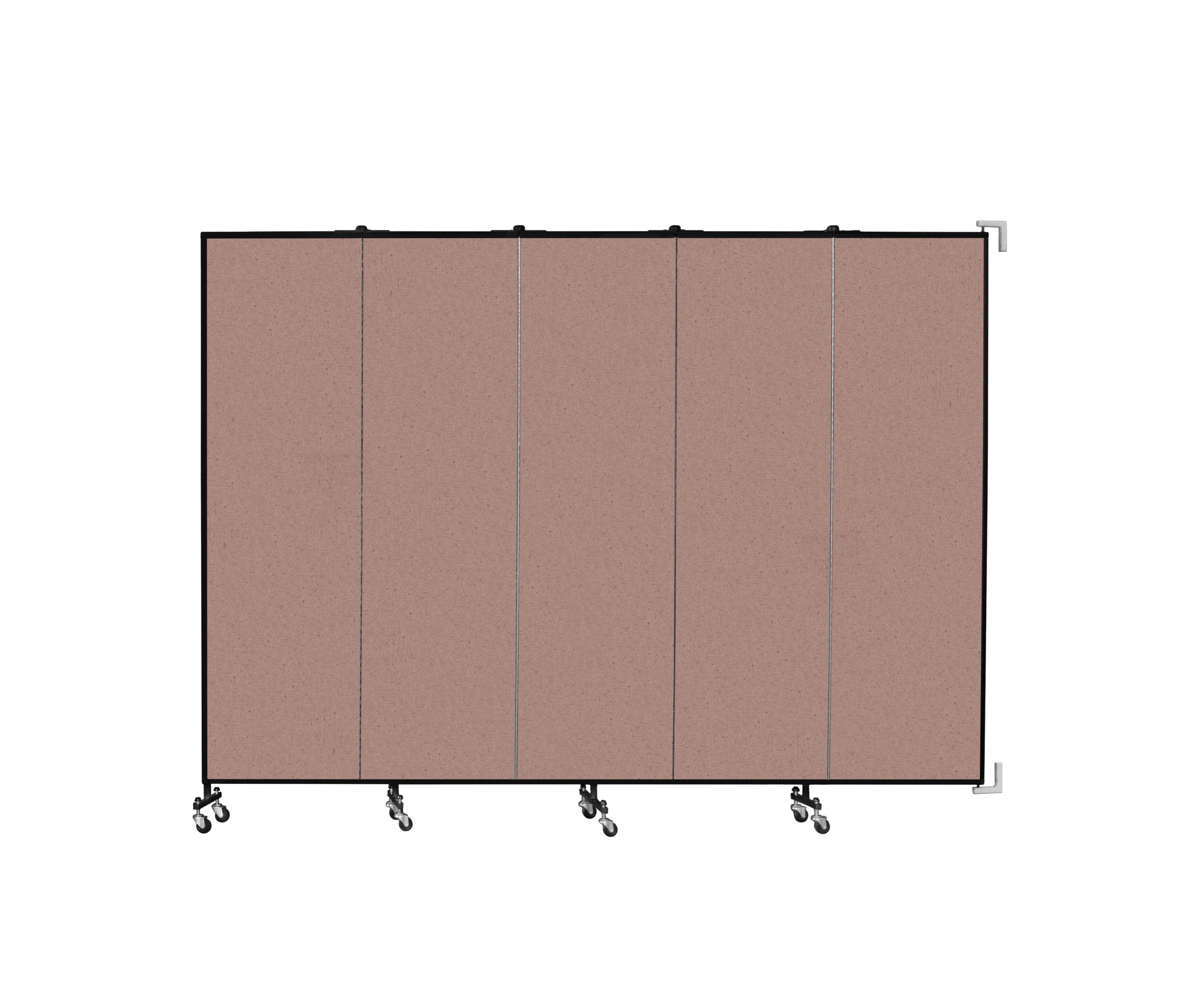 Wallmount Room Divider - 6' 8"H x 9' 2"L - 5 Panel, Rasberry, Vinyl