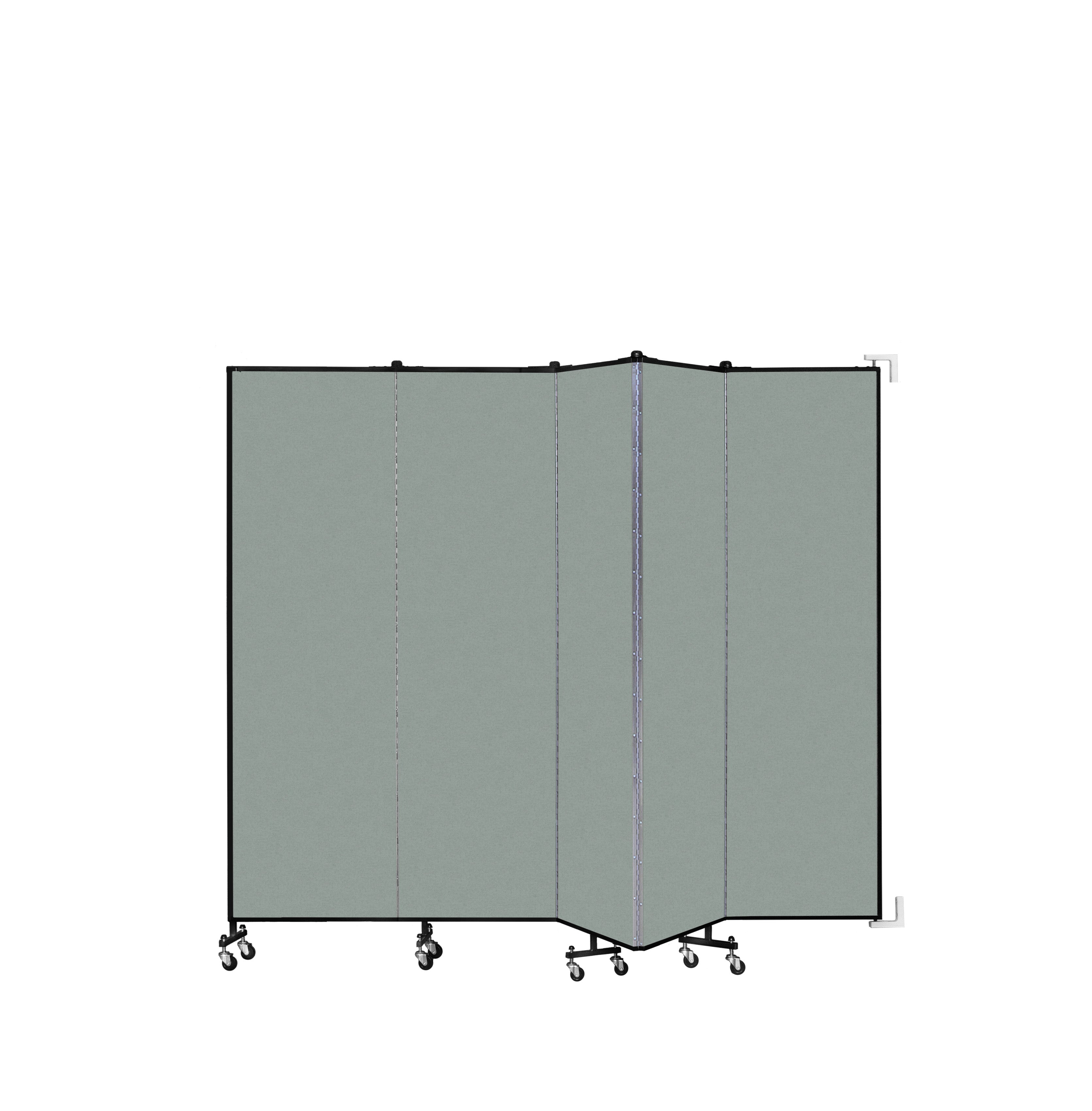Wallmount Room Divider - 6' 8"H x 9' 2"L - 5 Panel, Mint, Vinyl